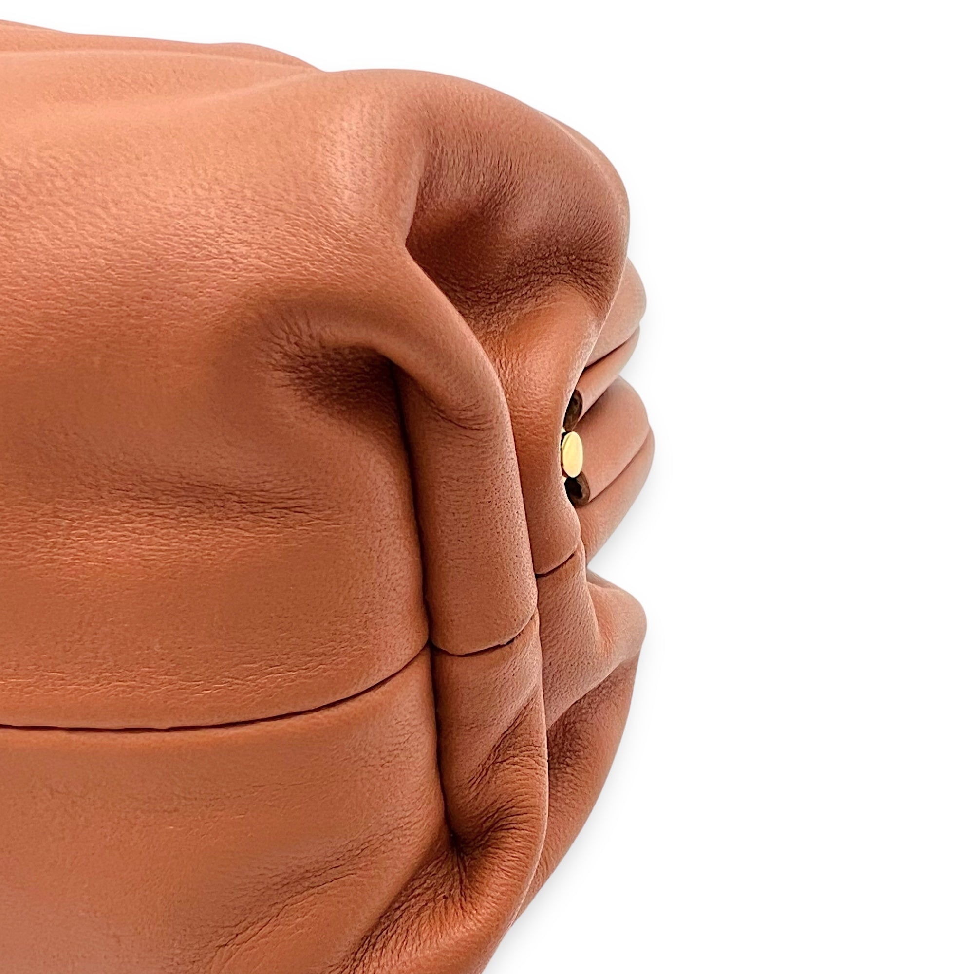 The Pouch Crossbody Bag Brown in Lambskin, Gold hardware - Image 8