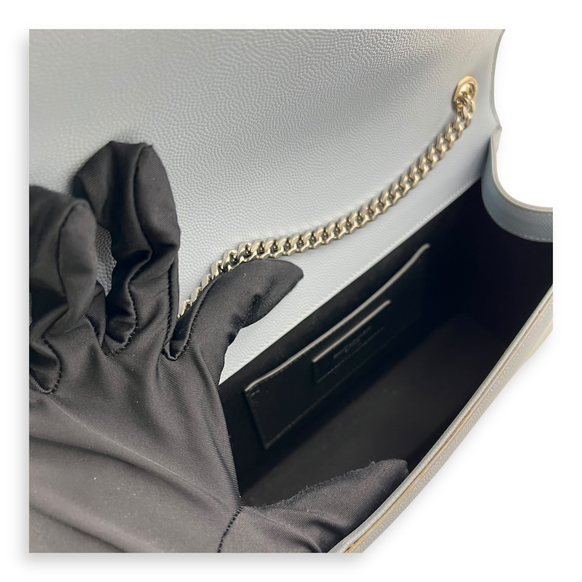 Kate Medium Blue Crossbody Bag in Calfskin, Silver hardware - Image 8