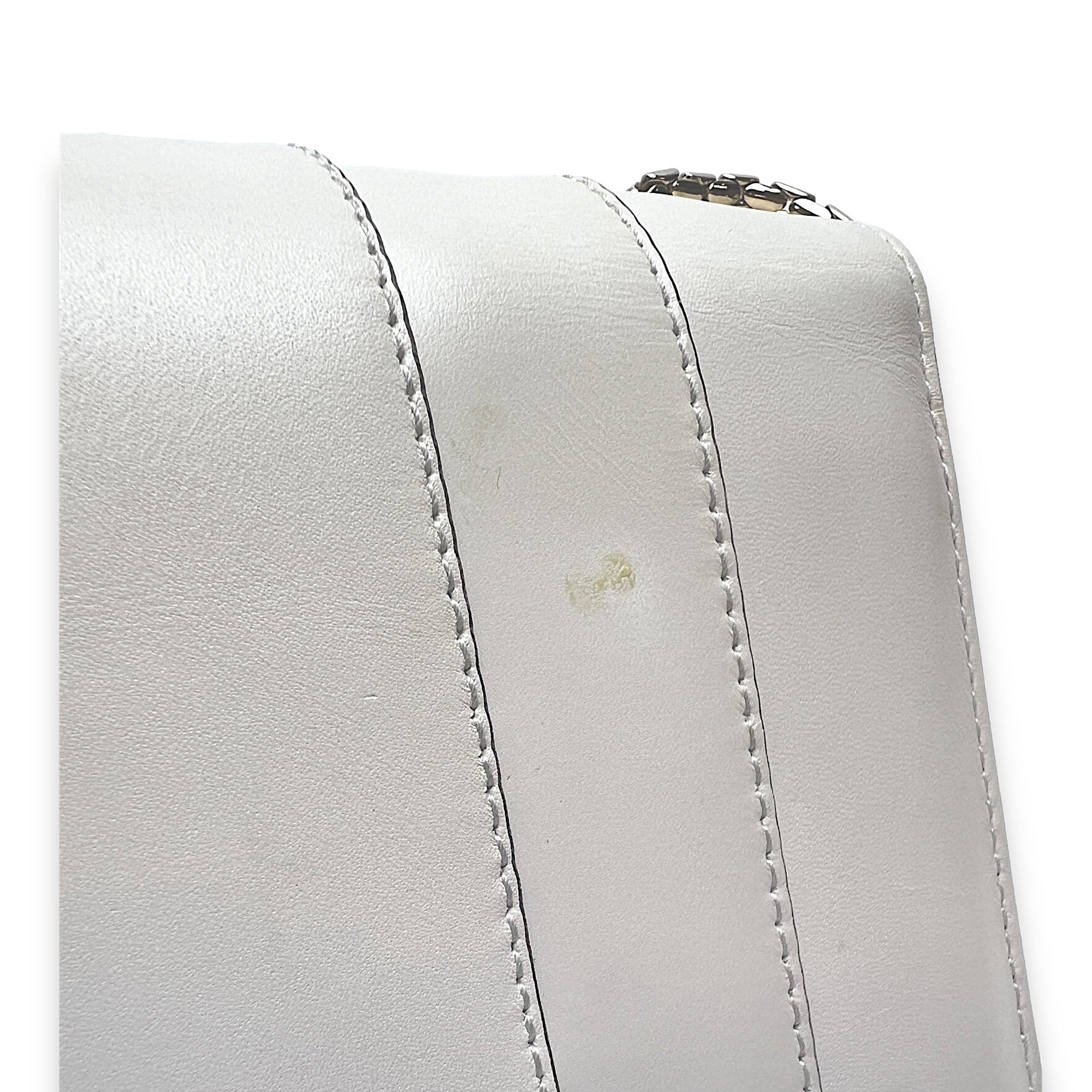 Serpenti Forever Medium White Shoulder Bag in Calfskin, Light Gold hardware - Image 9