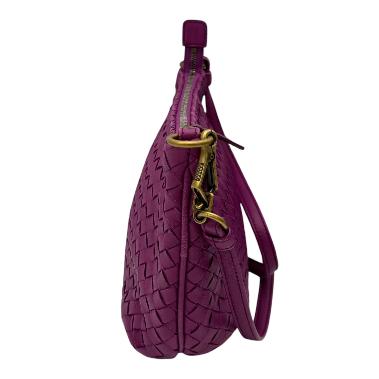Intrecciato Purple Shoulder Bag in Lambskin, Gold hardware - Image 4