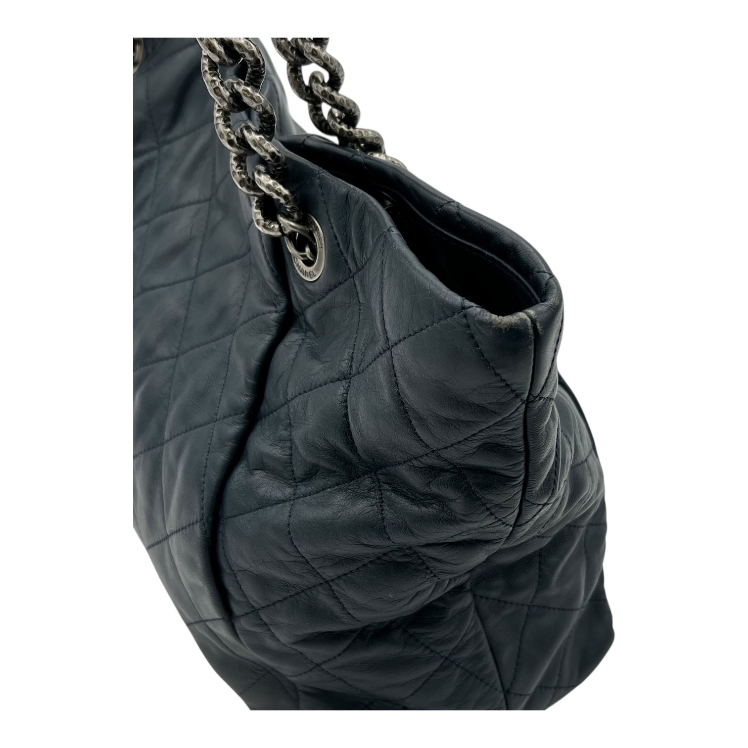 CC Shoulder Bag Blue in Calfskin, Ruthenium hardware - Image 12