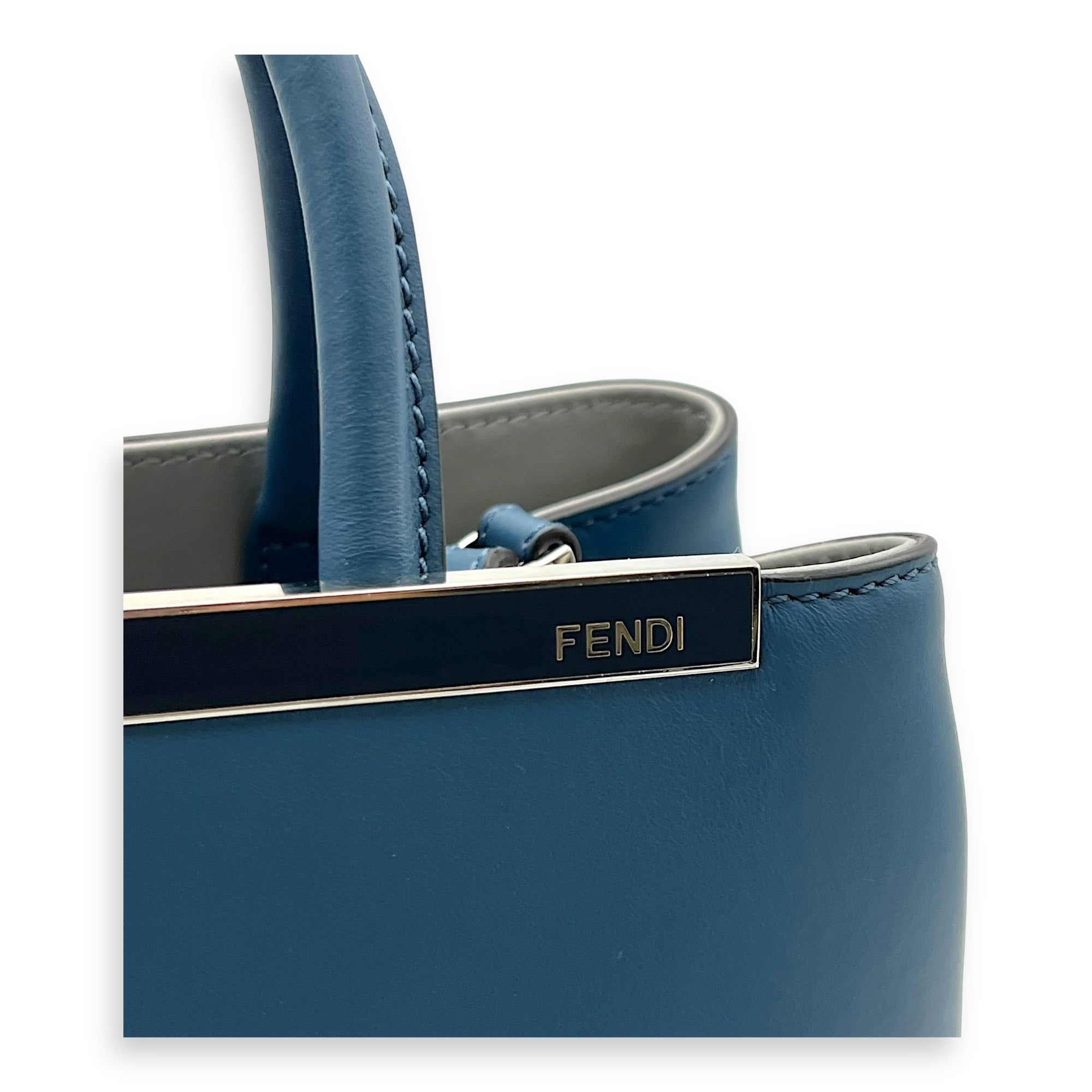 2Jours Top Handle Bag Blue in Calfskin, Silver hardware - Image 9