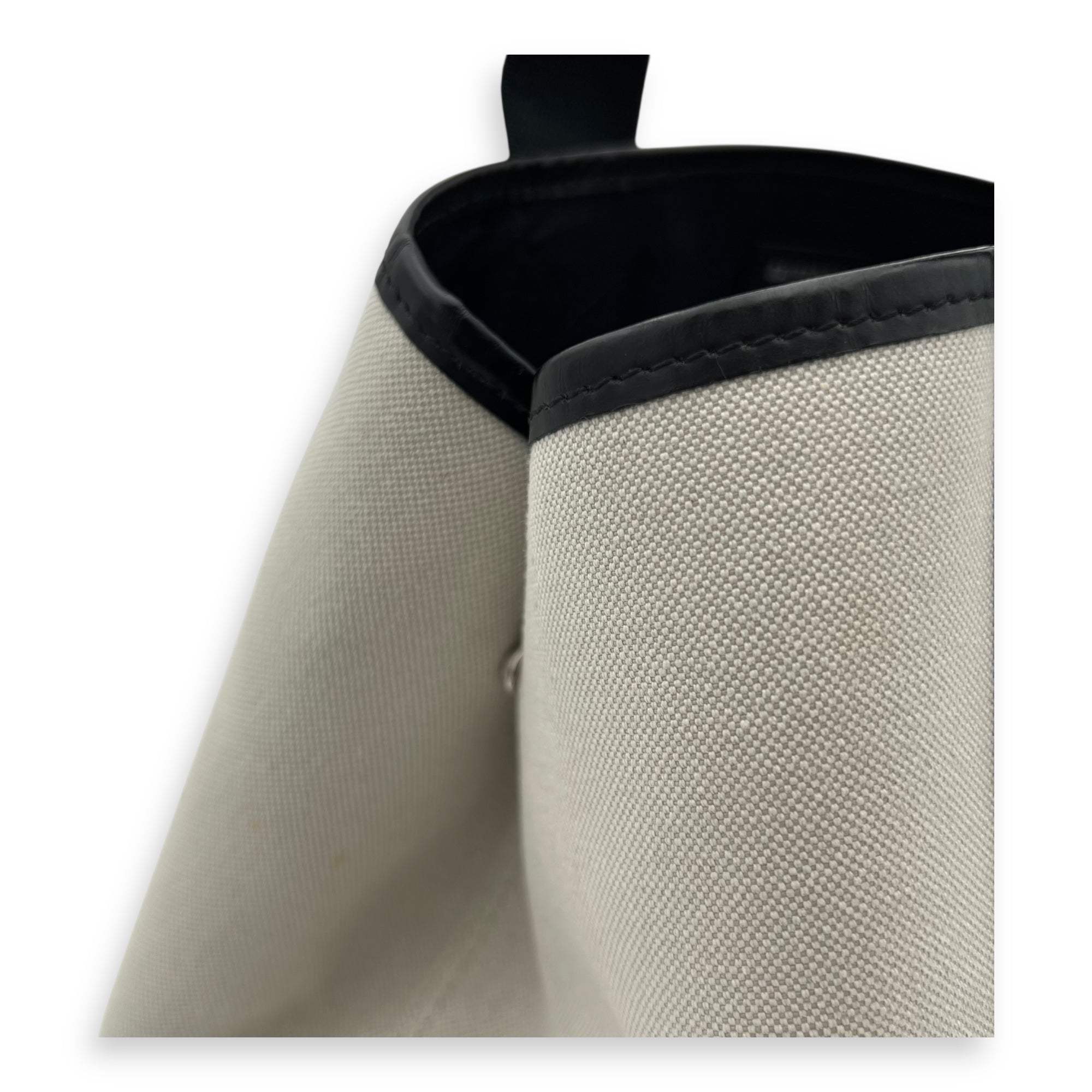 Cabas Tote Bag Medium White in Canvas, Silver hardware - Image 9