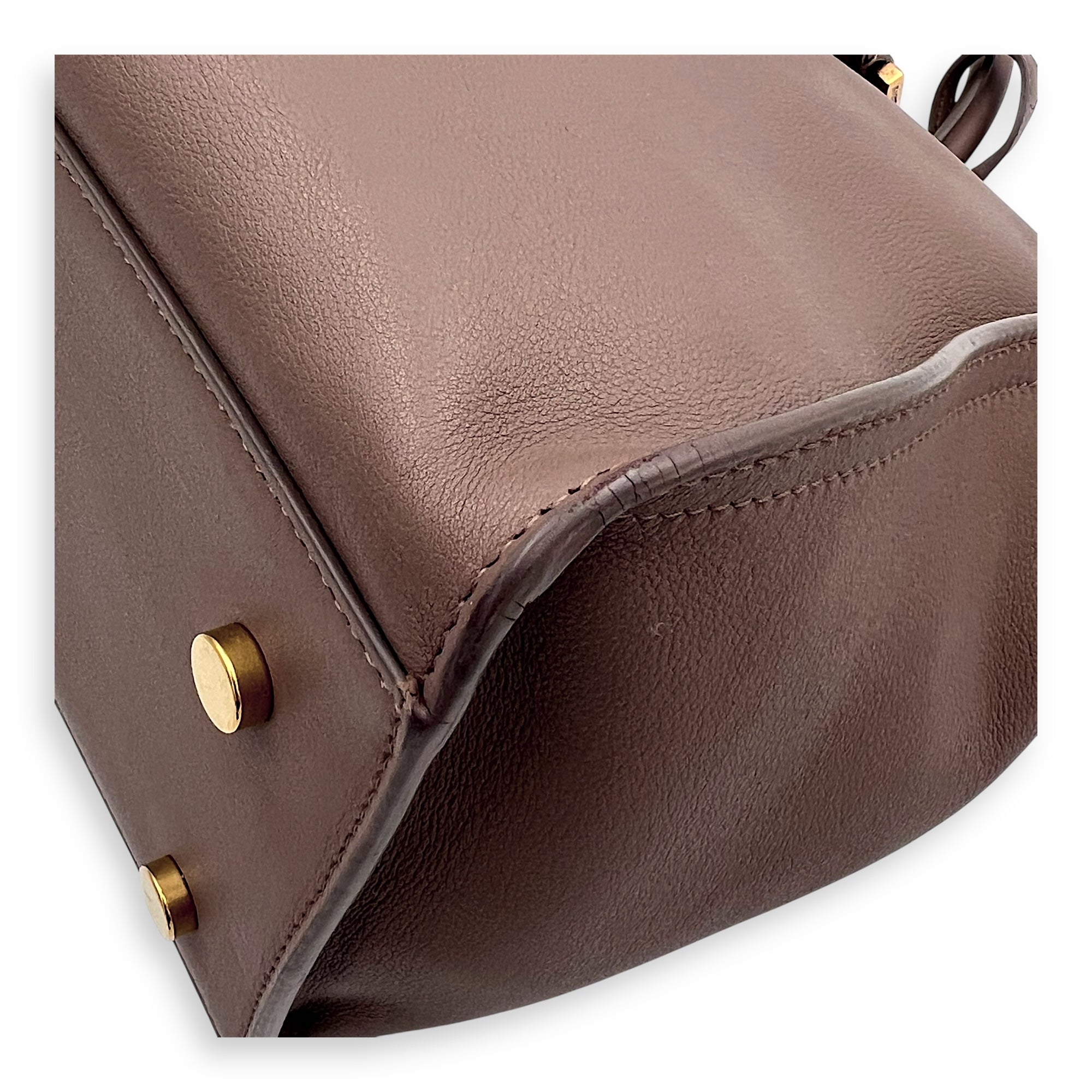 Cabas Top Handle Bag Beige in Calfskin, Gold hardware - Image 7
