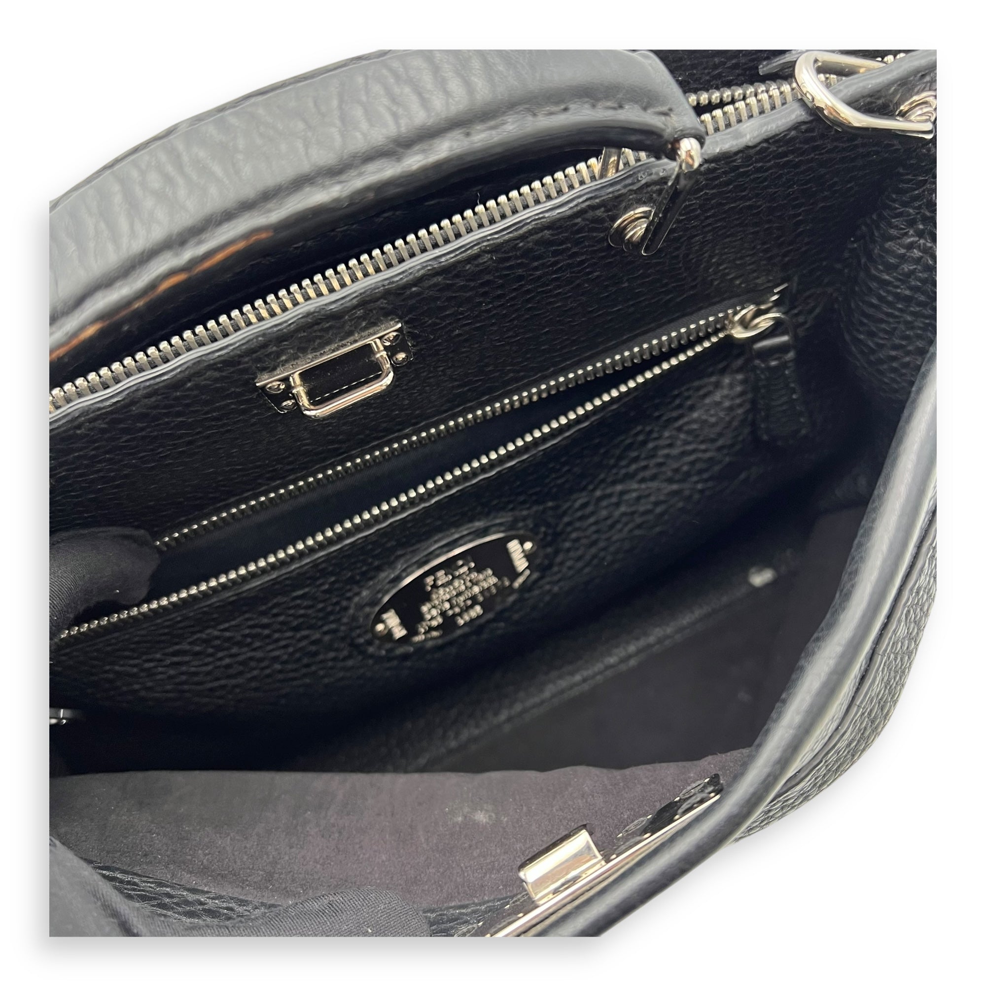 Peekaboo Top Handle Bag Black in Calfskin, Silver hardware - Image 10