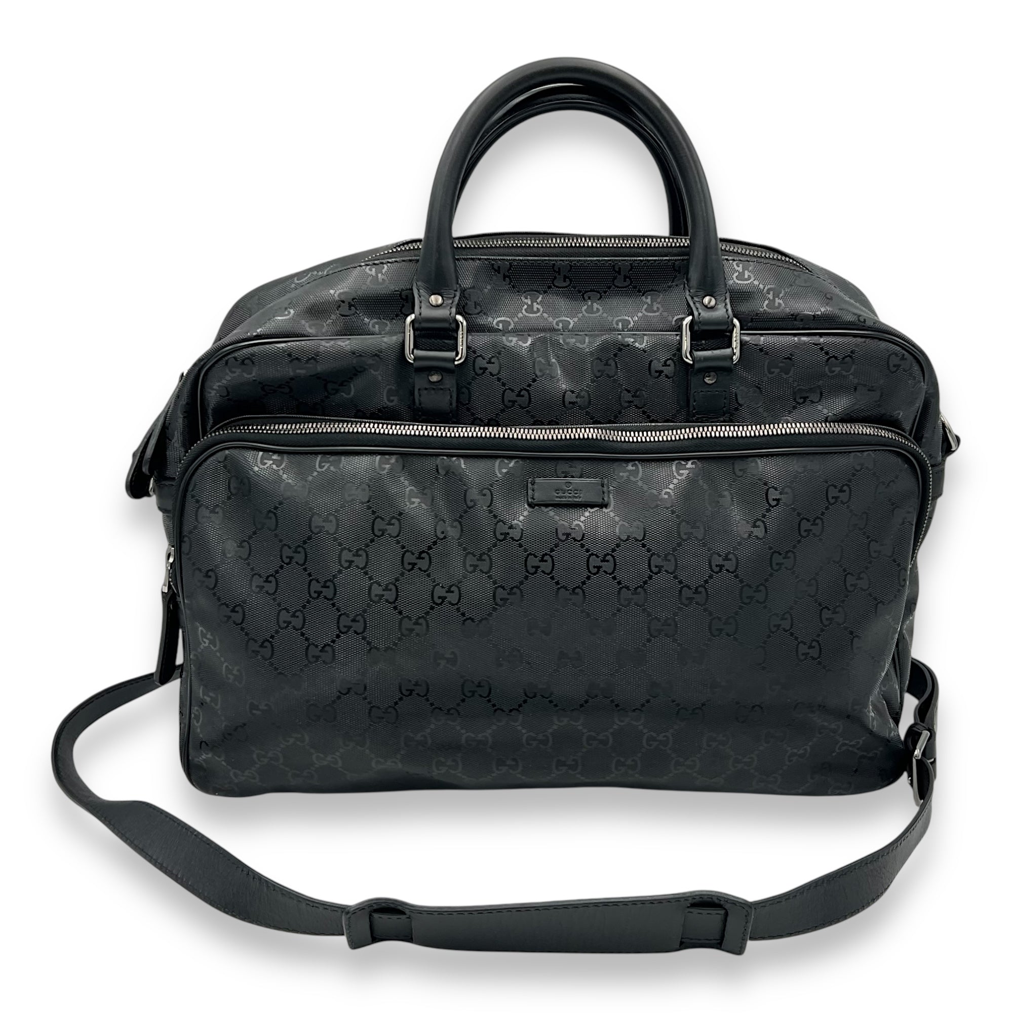 GG Imprime Black Messenger in Coated Canvas, Silver hardware - Image 10
