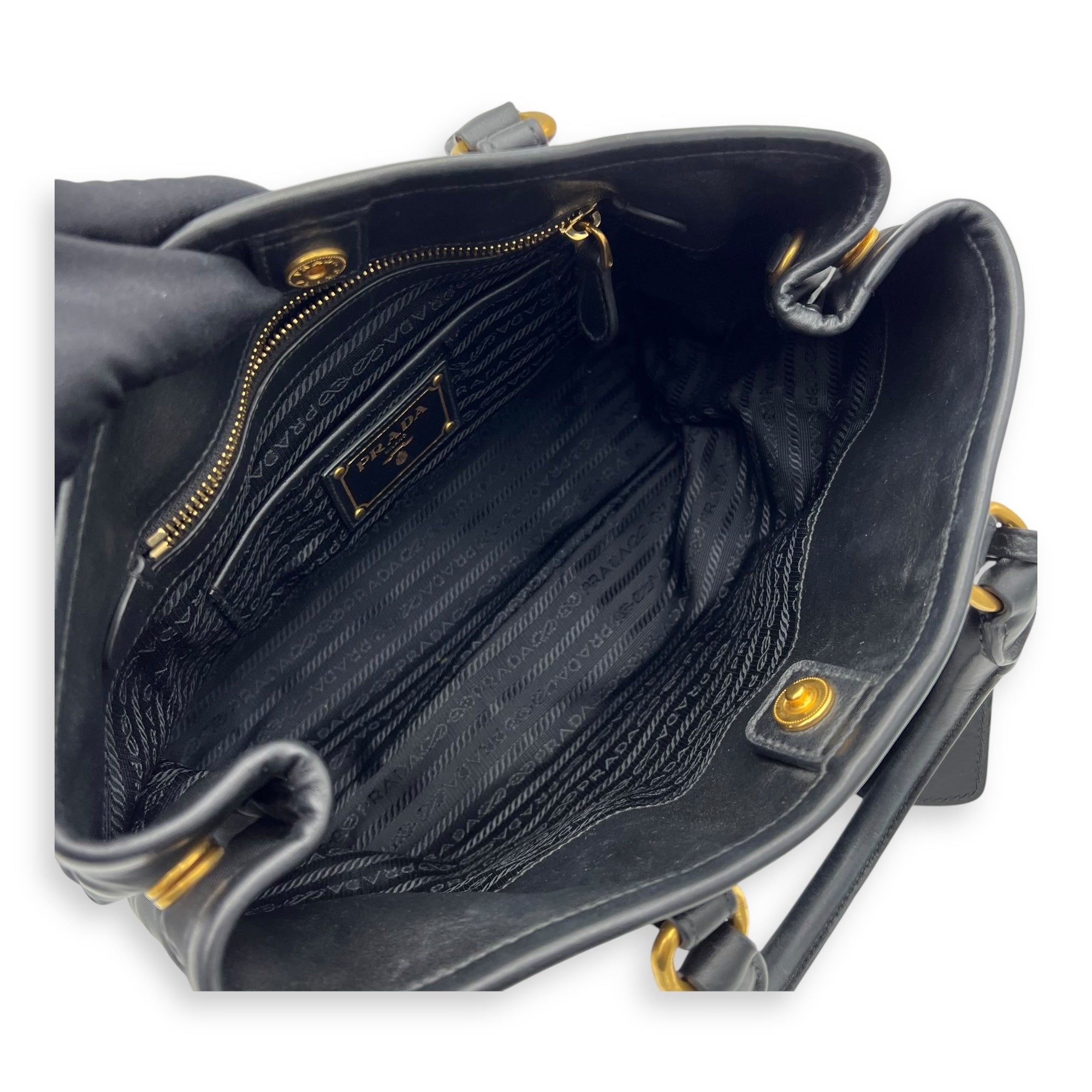 Logo Black Top Handle Bag in Nylon, Gold hardware - Image 10