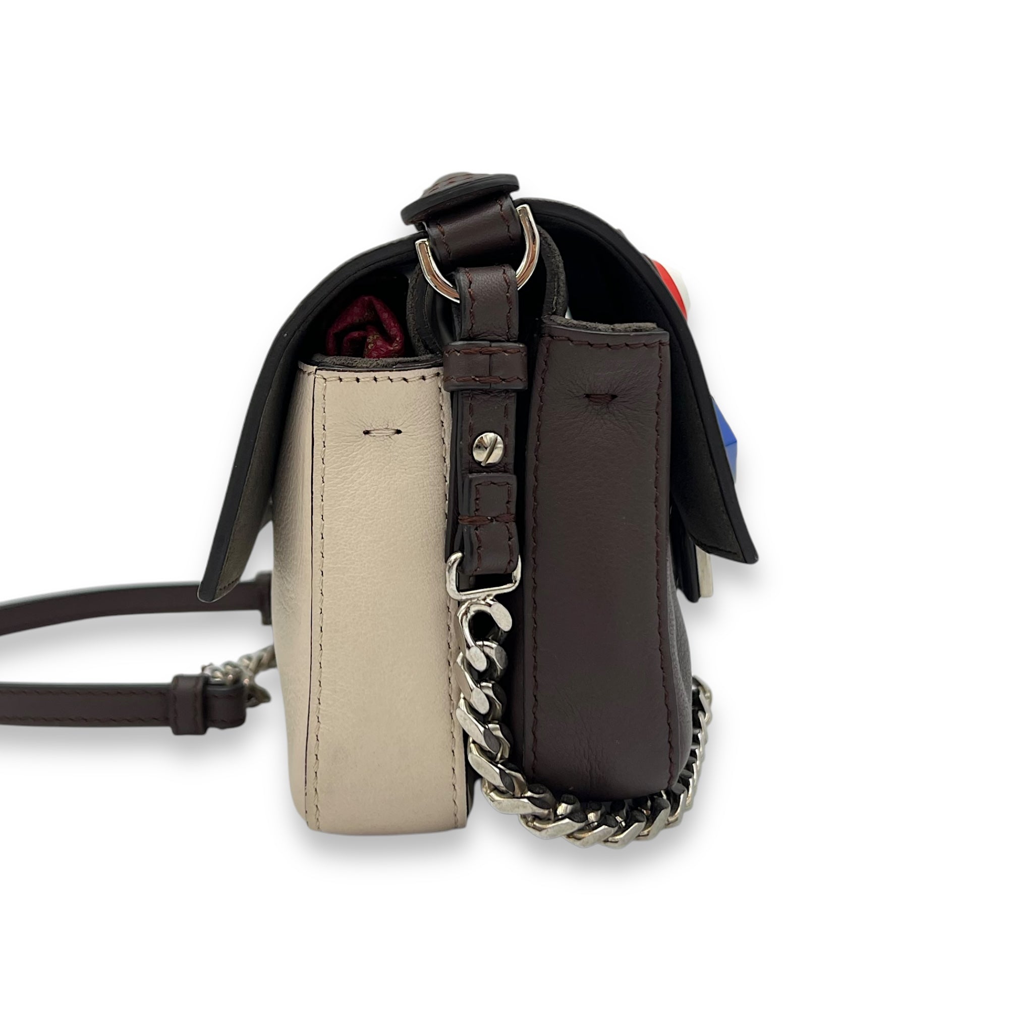 Double Baguette Crossbody Bag Multi-colour in Calfskin, Silver hardware - Image 4