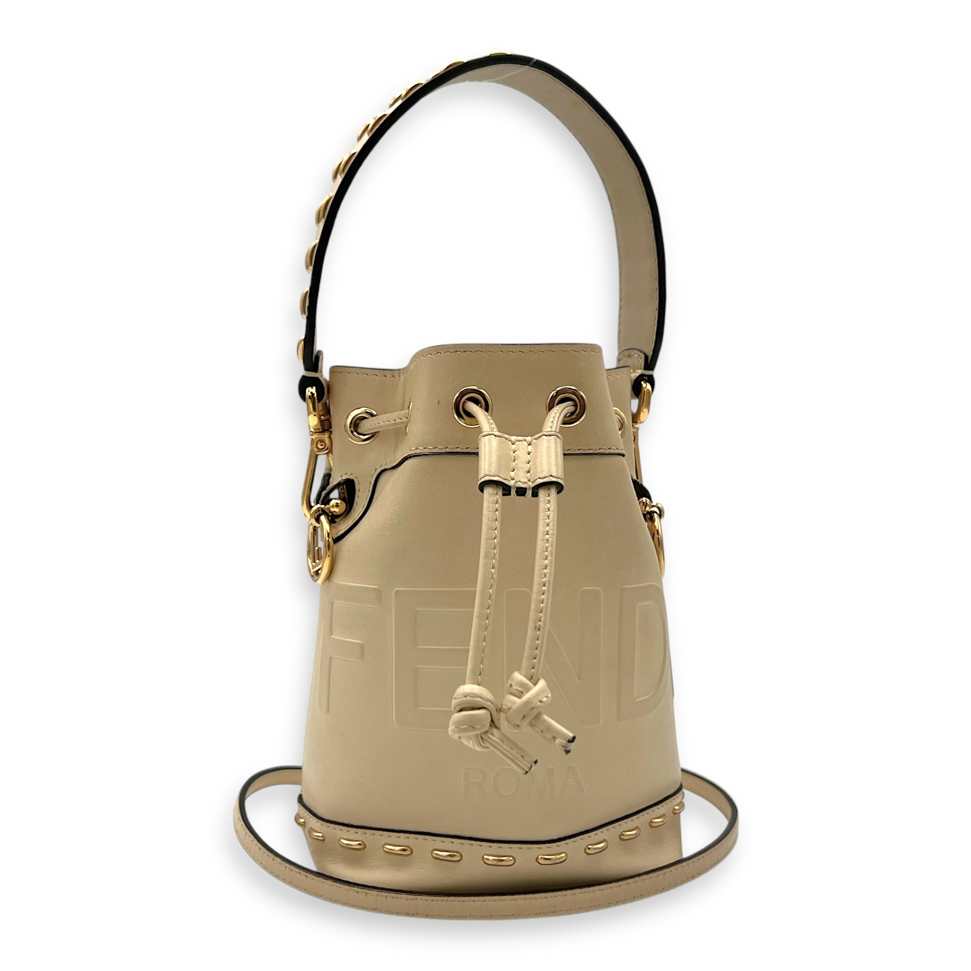 Mon Tresor Top Handle Bag Mini White in Calfskin, Gold hardware - Image 11