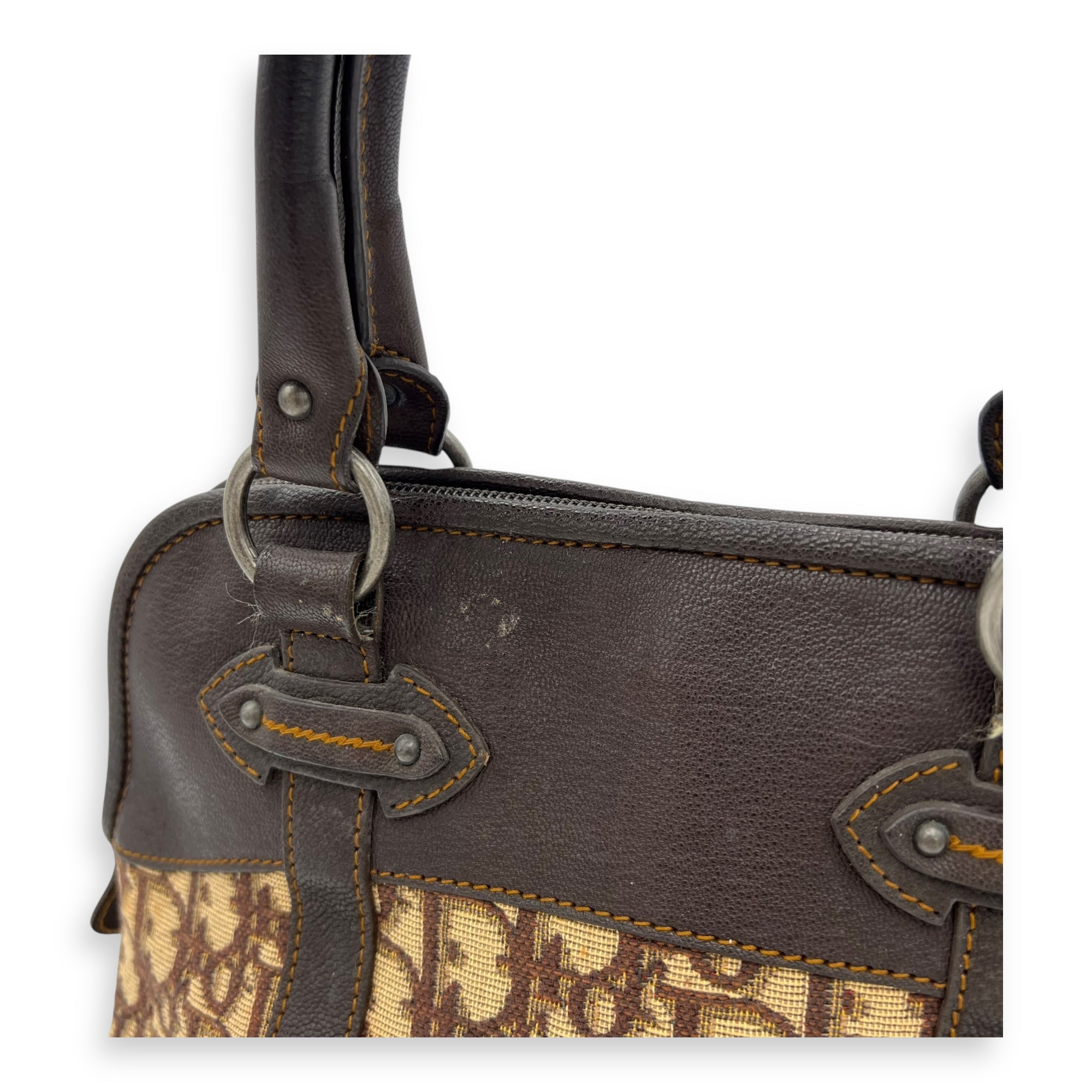 Trotteur Top Handle Bag Brown in Canvas, Ruthenium hardware - Image 11