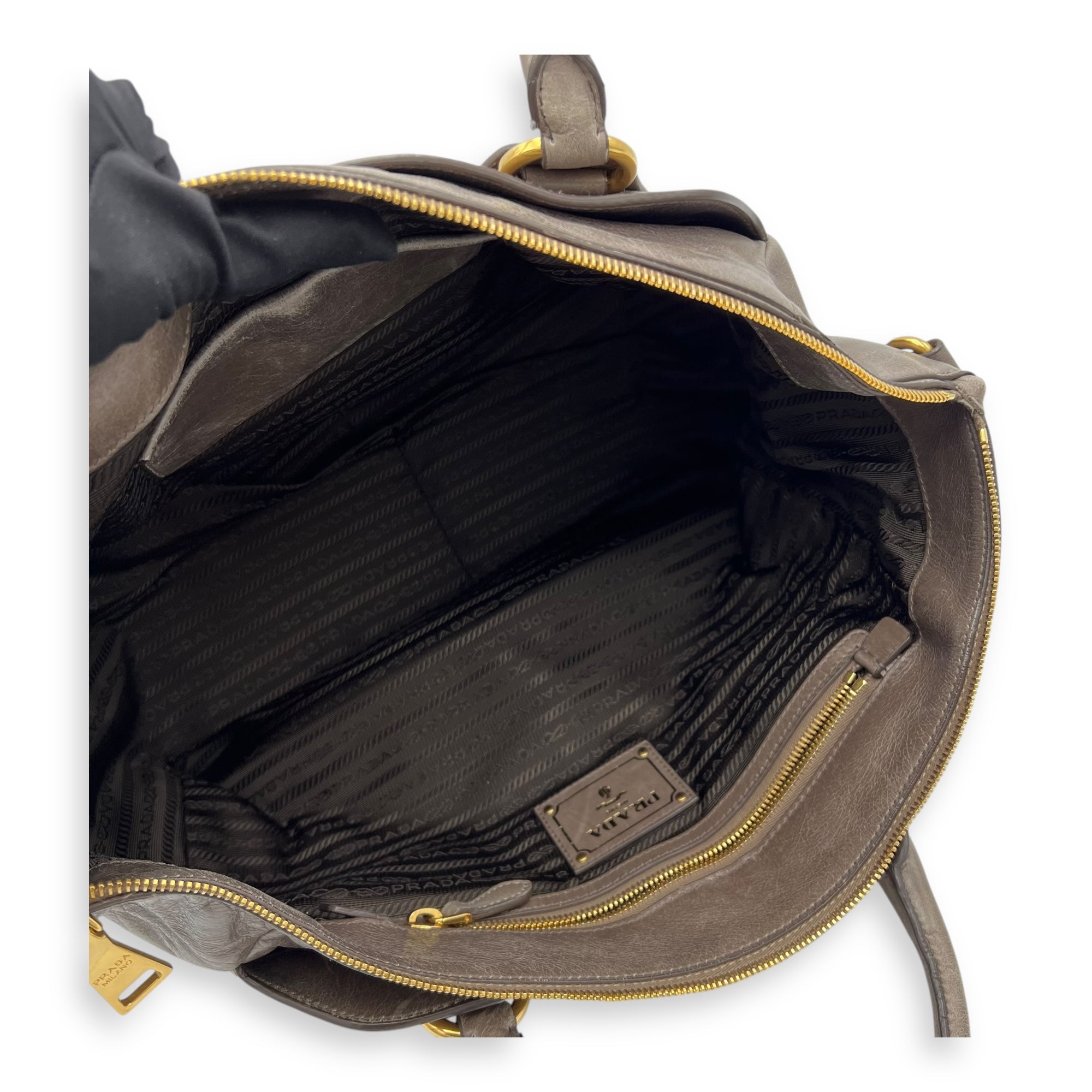 2 way bag Top Handle Bag Brown in Calfskin, Gold hardware - Image 11