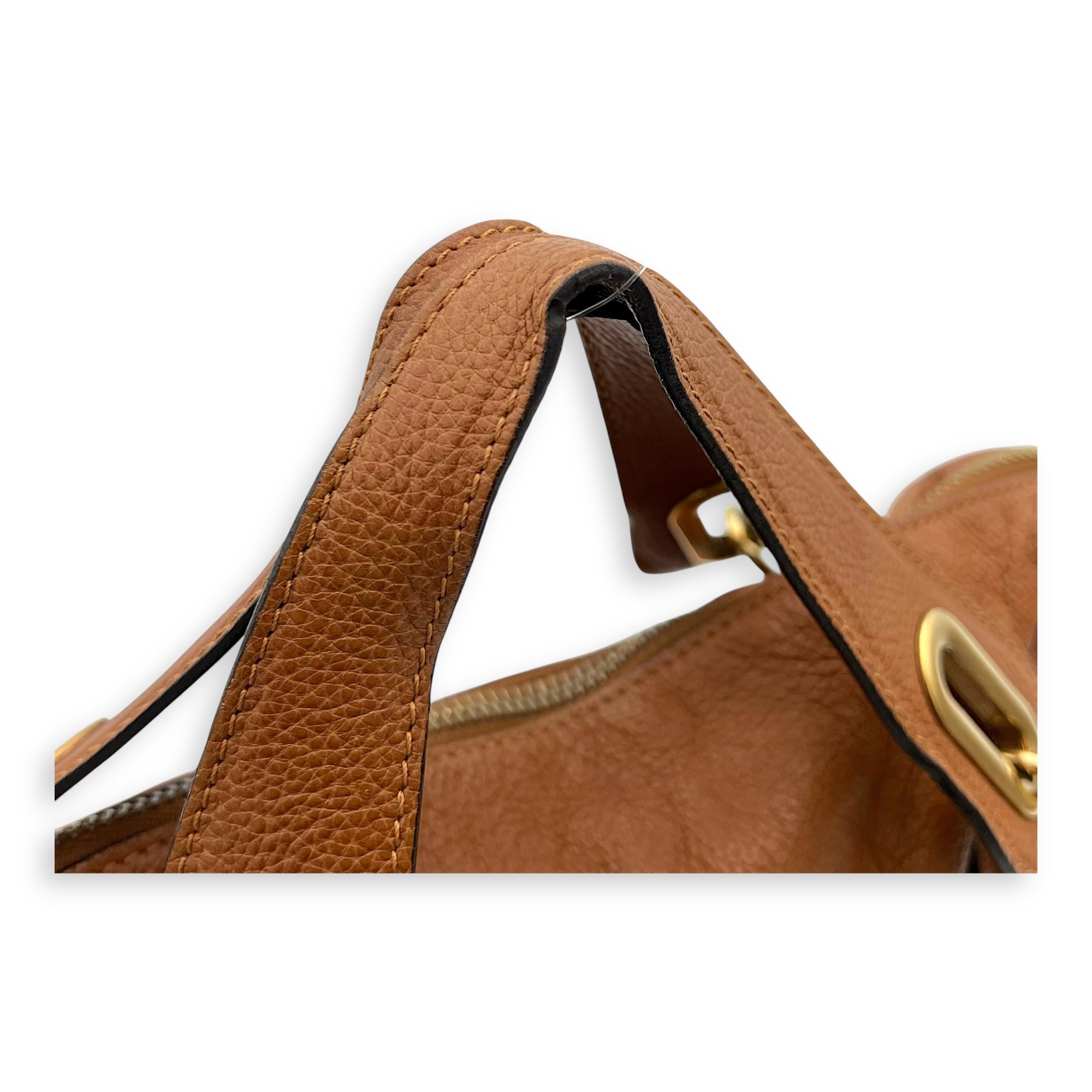 Paraty Large Brown Top Handle Bag in Calfskin, Gold hardware - Image 11