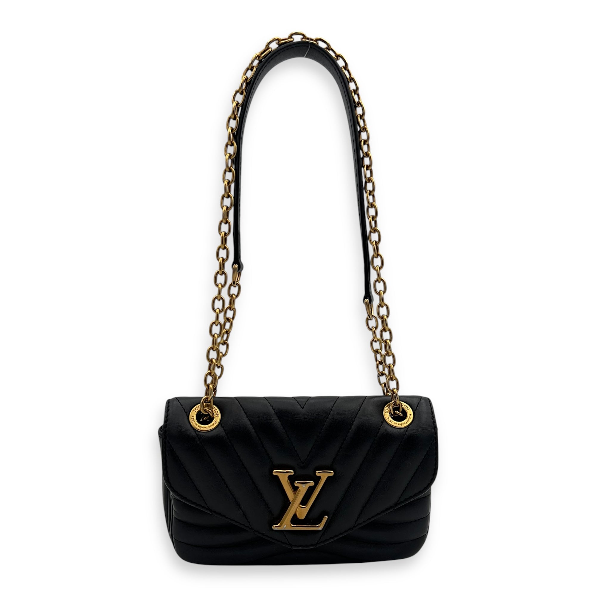 New Wave Crossbody Bag PM Black in Calfskin, Gold hardware - Image 11