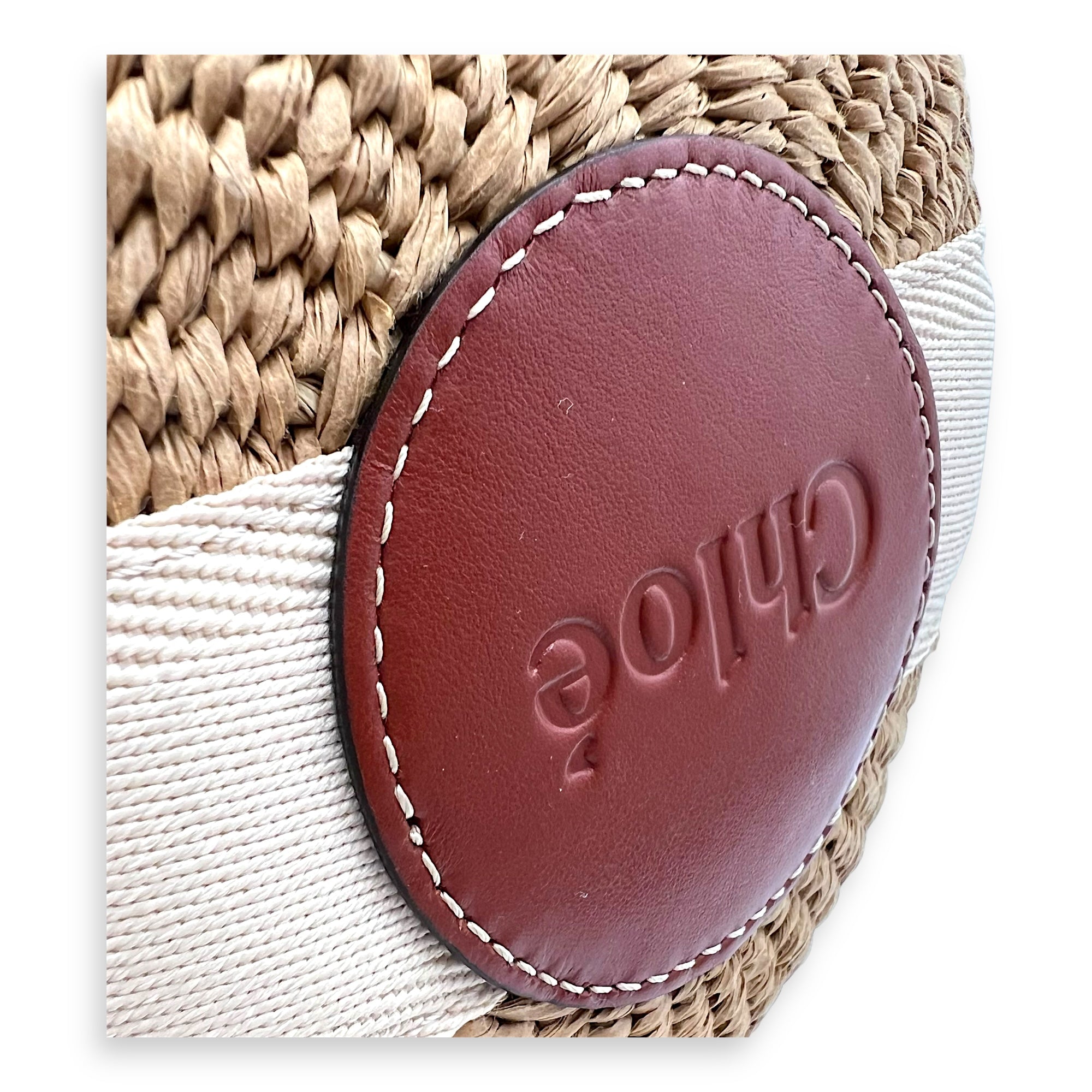 Woody Beige Bucket Bag in Raffia, Gold hardware - Image 12