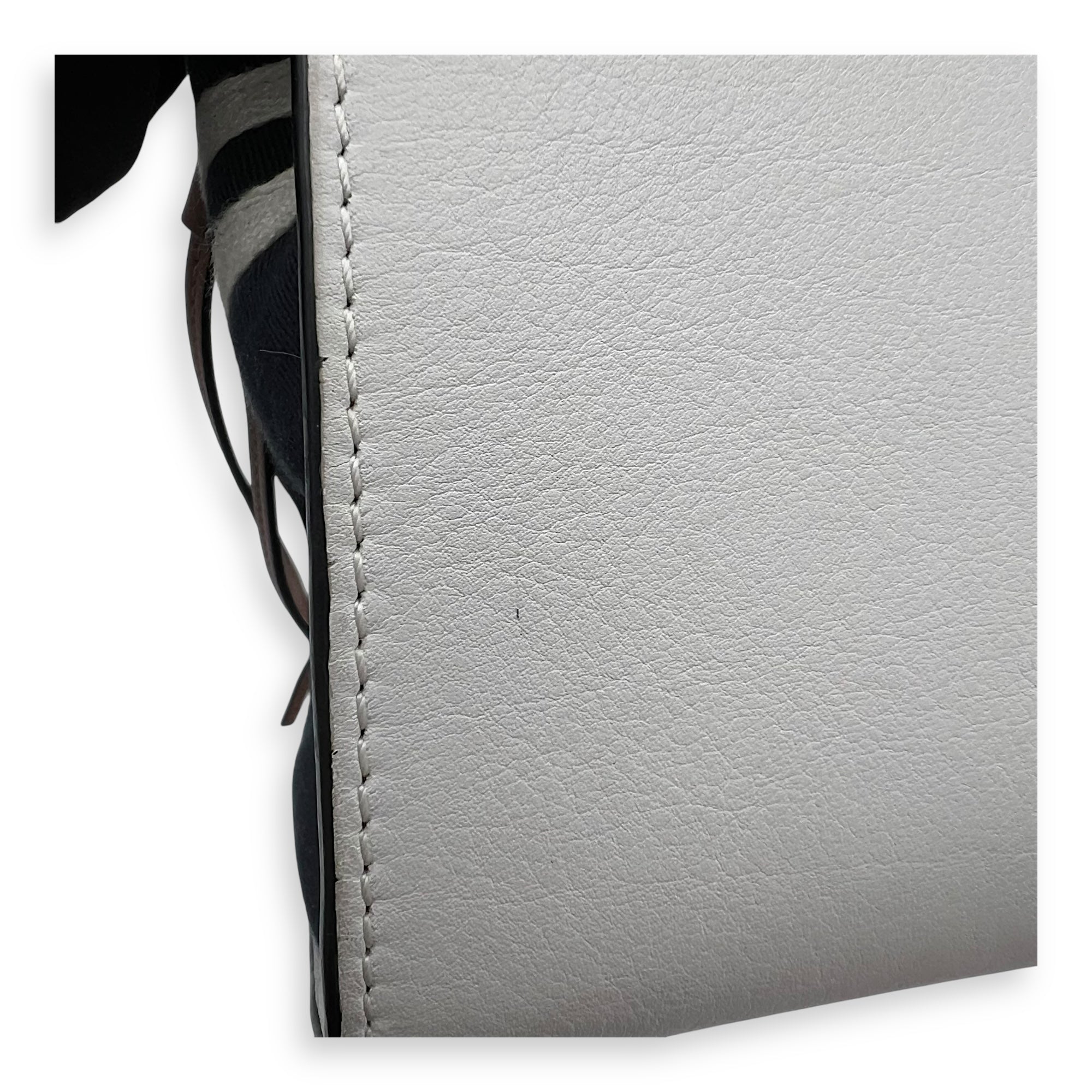 Hammock Mini White Top Handle Bag in Calfskin and Canvas, Silver hardware - Image 9