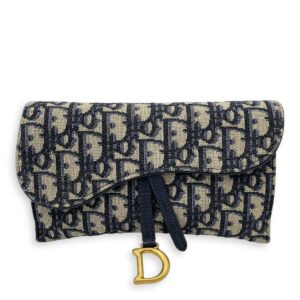 Saddle Wallet On Chain Blue in Jacquard, Gold hardware