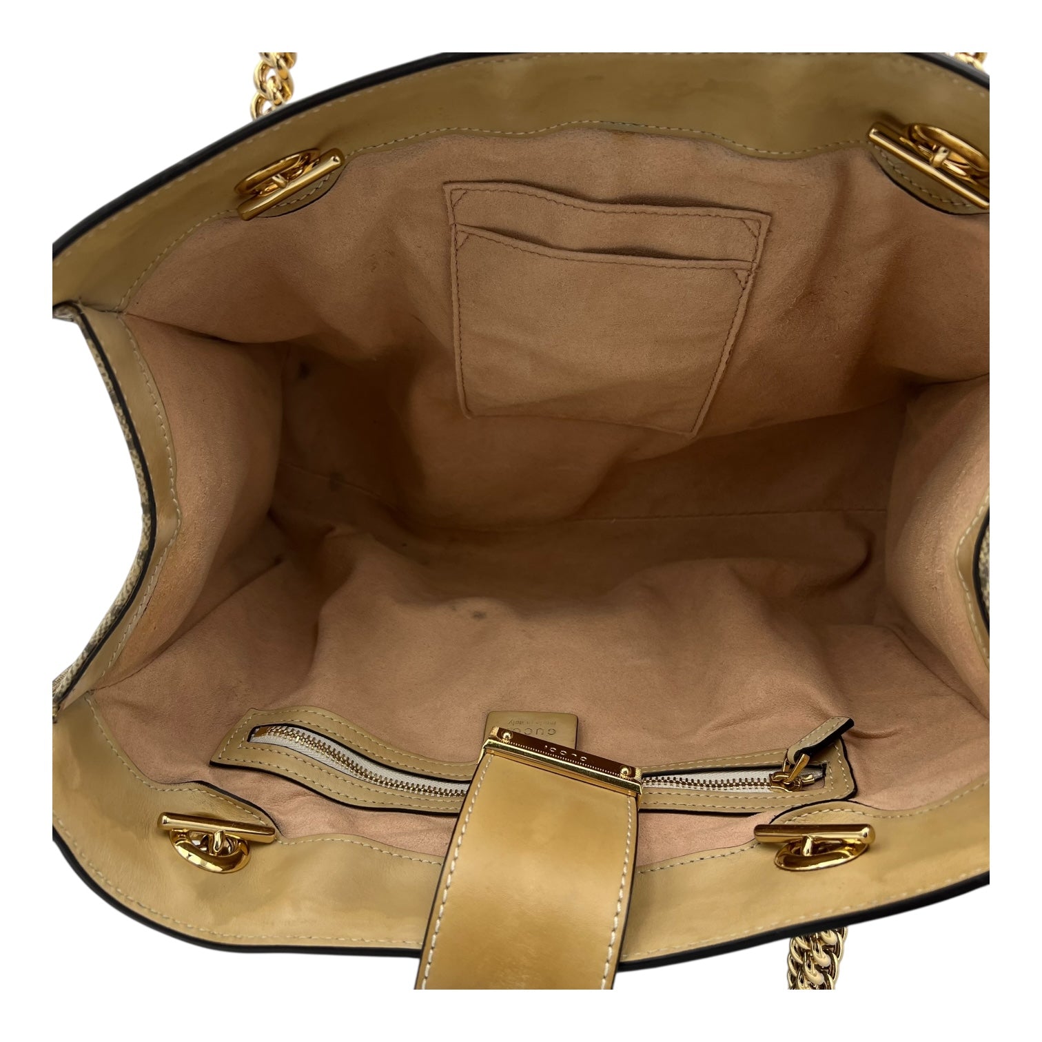 Padlock Tote Bag Beige in Coated Canvas, Gold hardware - Image 7