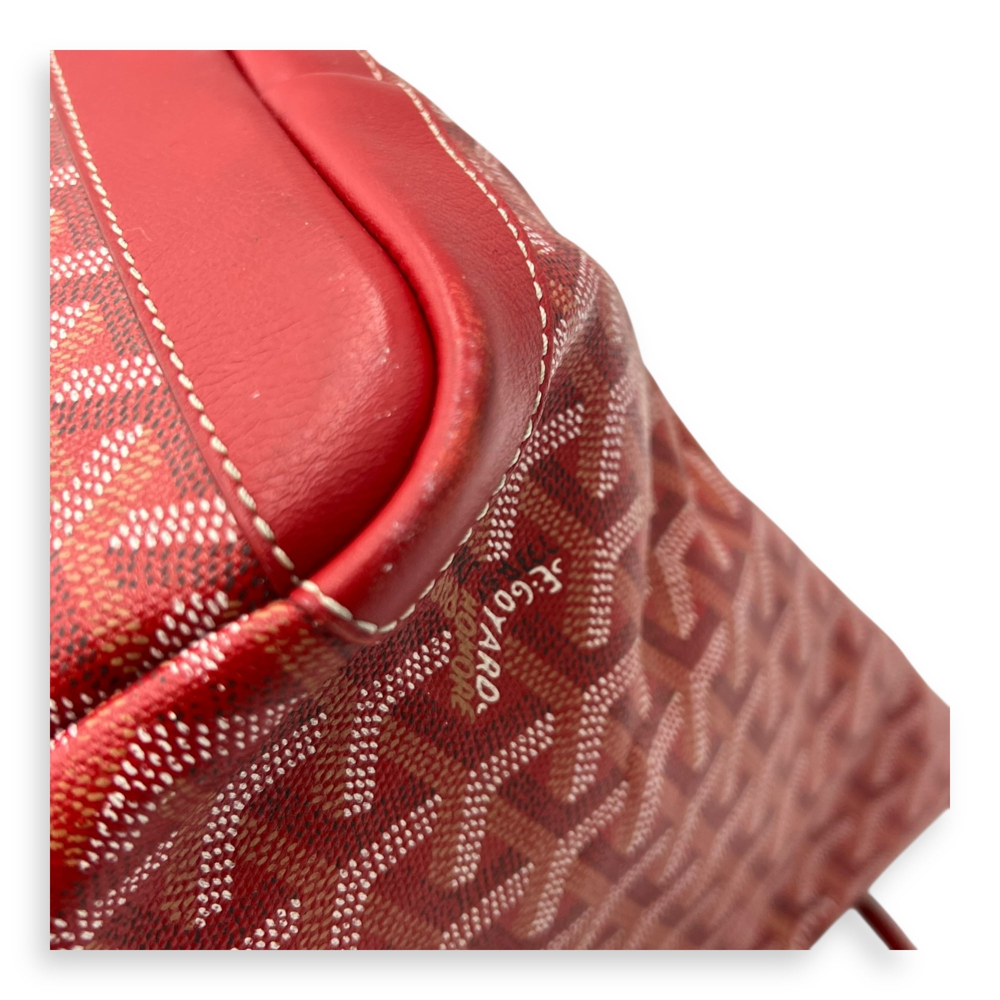 Artois MM Red Tote Bag in Coated Canvas, Silver hardware - Image 12