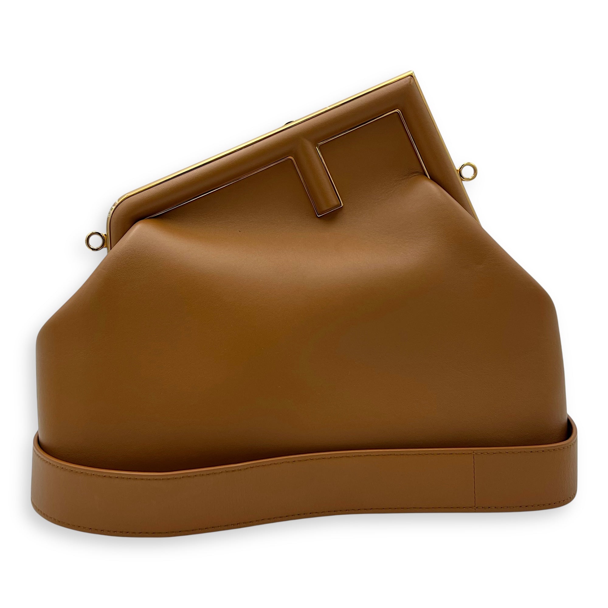 First Brown Shoulder Bag in Calfskin, Gold hardware - Image 12