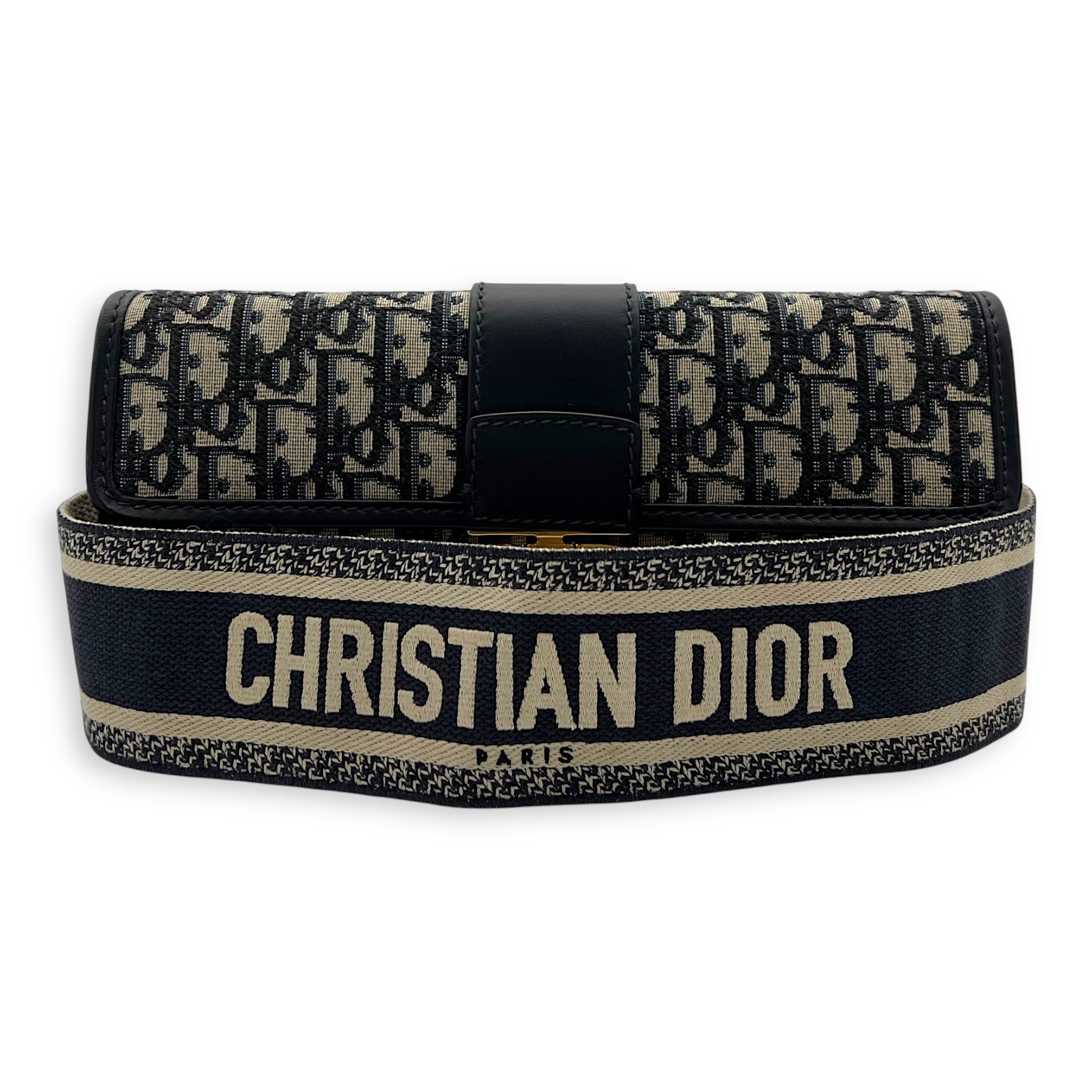 Montaigne Crossbody Bag Medium Blue in Canvas, Gold hardware - Image 12