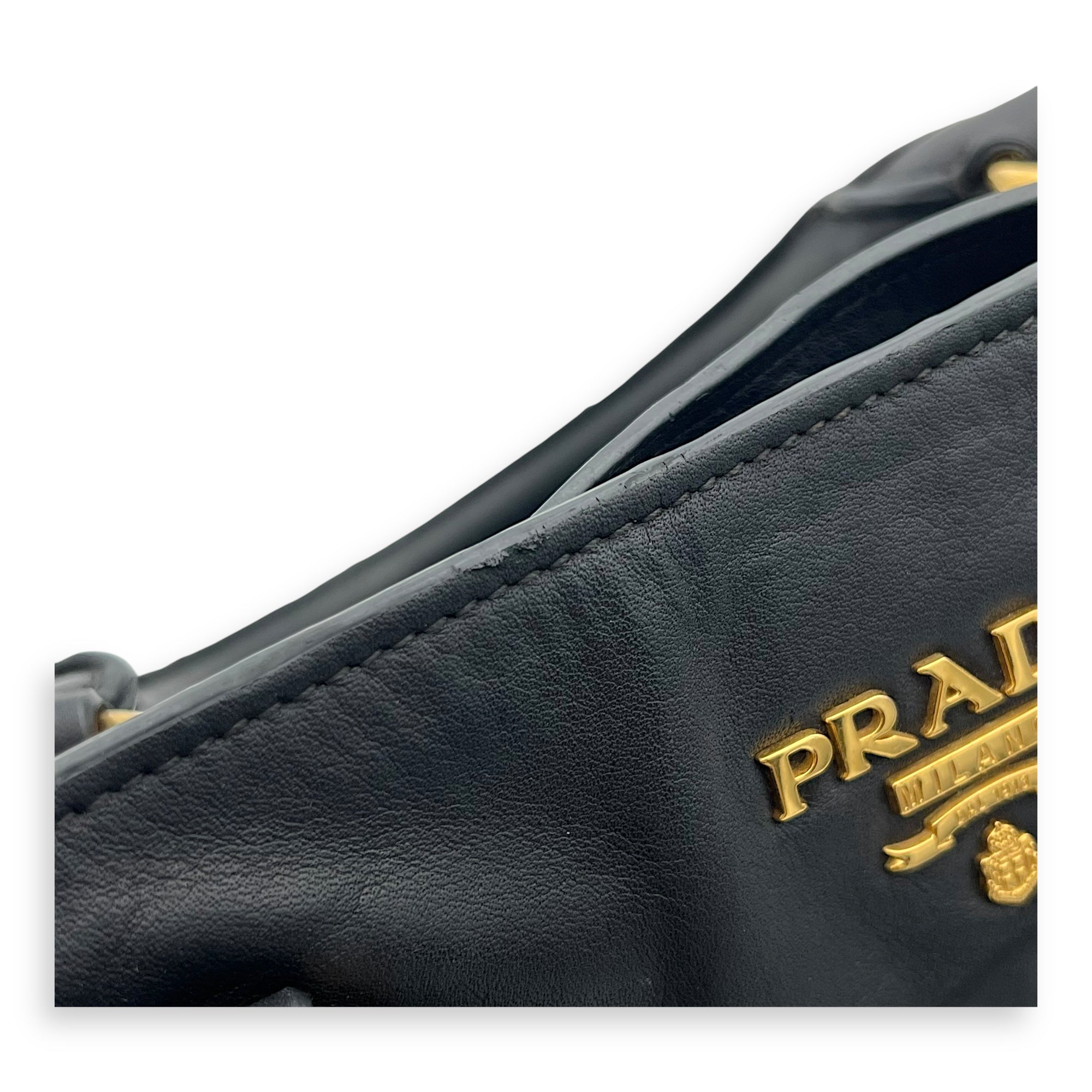 Logo Top Handle Bag Black in Calfskin, Gold hardware - Image 12