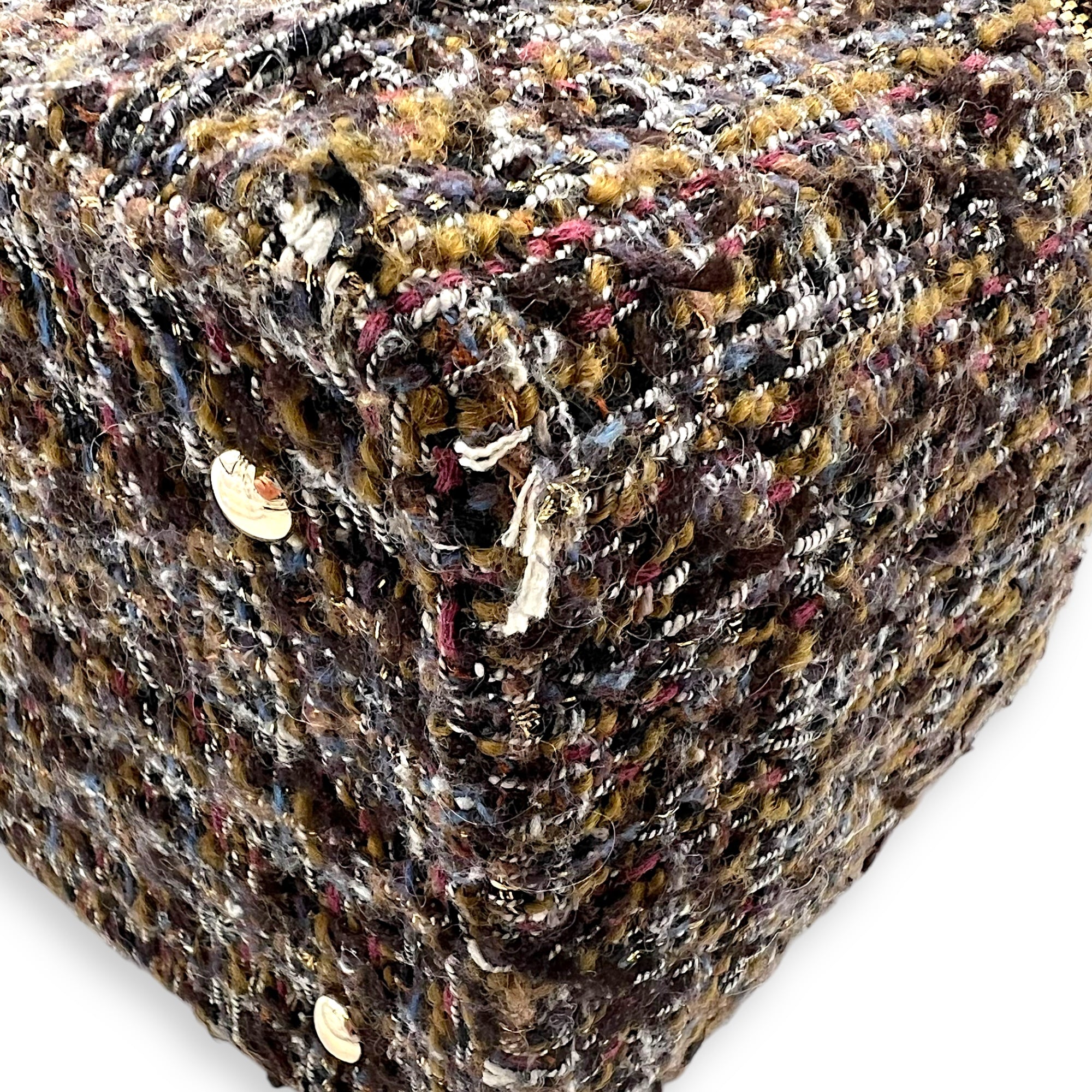 Vanity Case Wood Multi-colour Top Handle Bag in Tweed, Gold hardware - Image 12