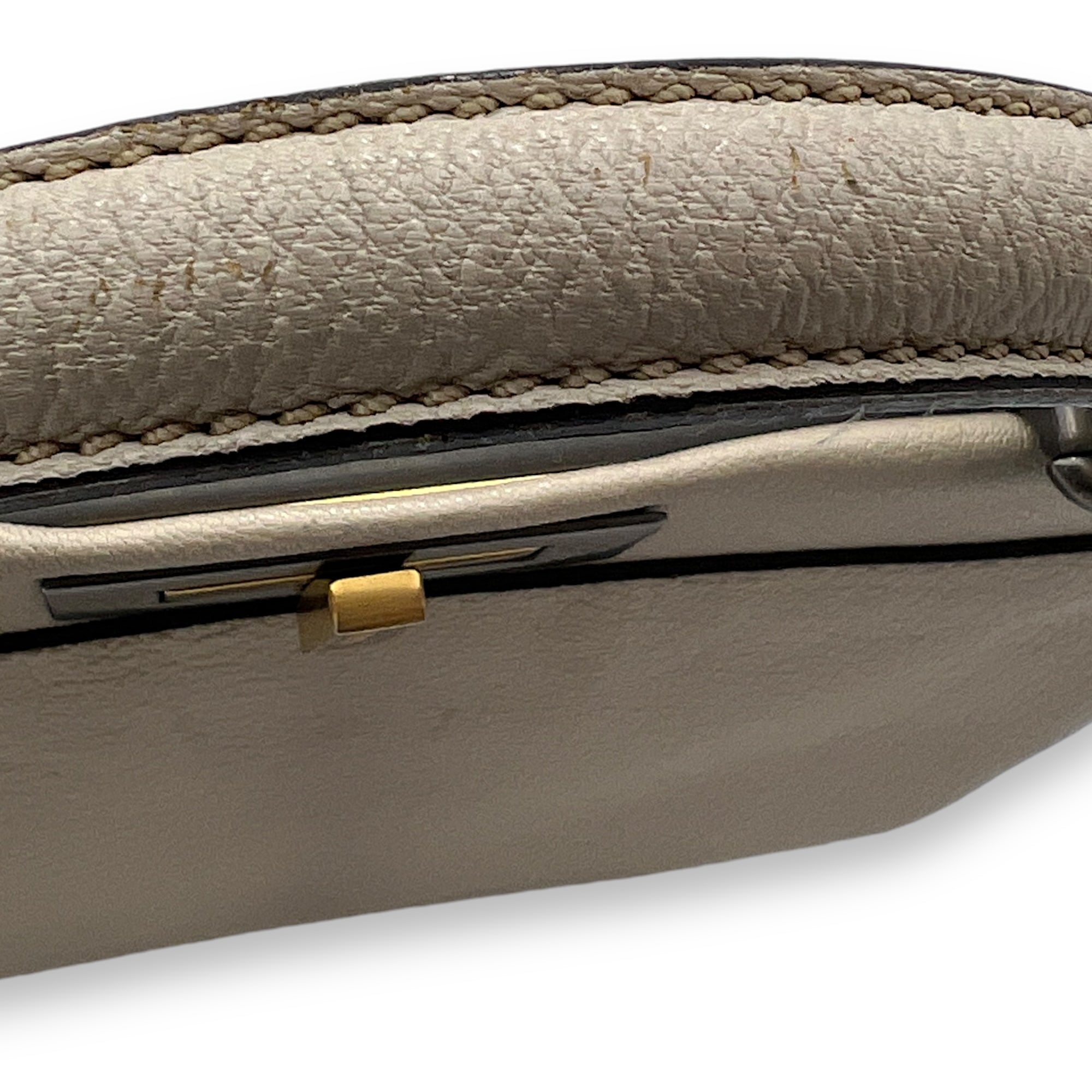 Peekaboo Medium Top handle bag in Calfskin, Silver Hardware - Image 13