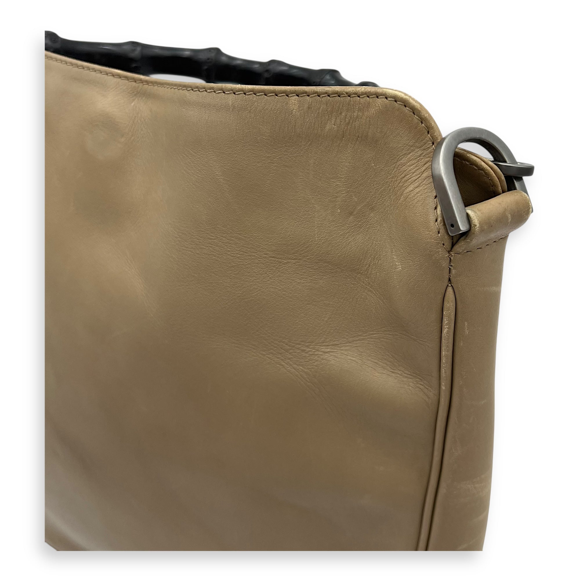 Bamboo Top Handle Bag Beige in Calfskin, Silver hardware - Image 15
