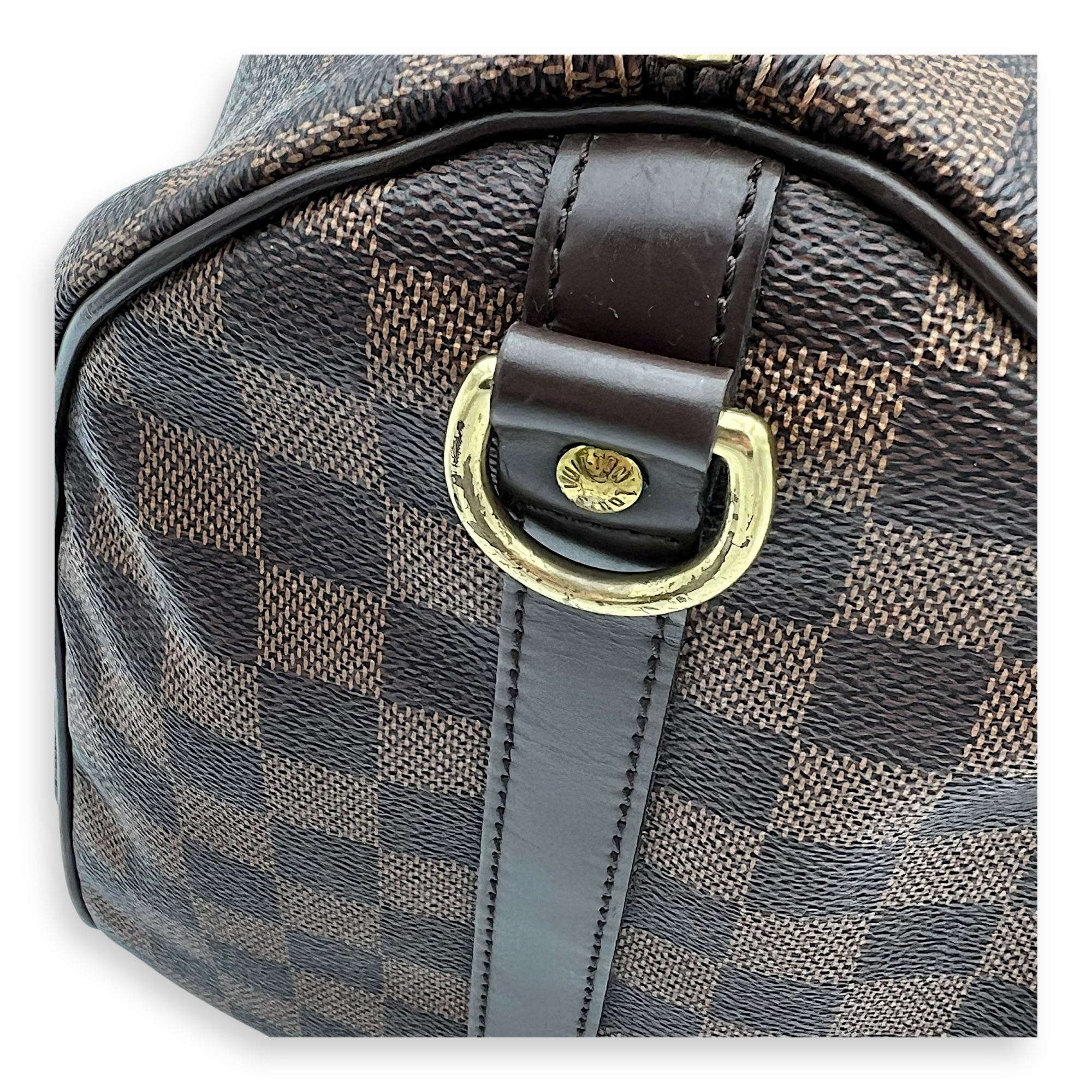 Speedy Bandouliere 35 Brown Top Handle Bag in Coated Canvas, Gold hardware - Image 11