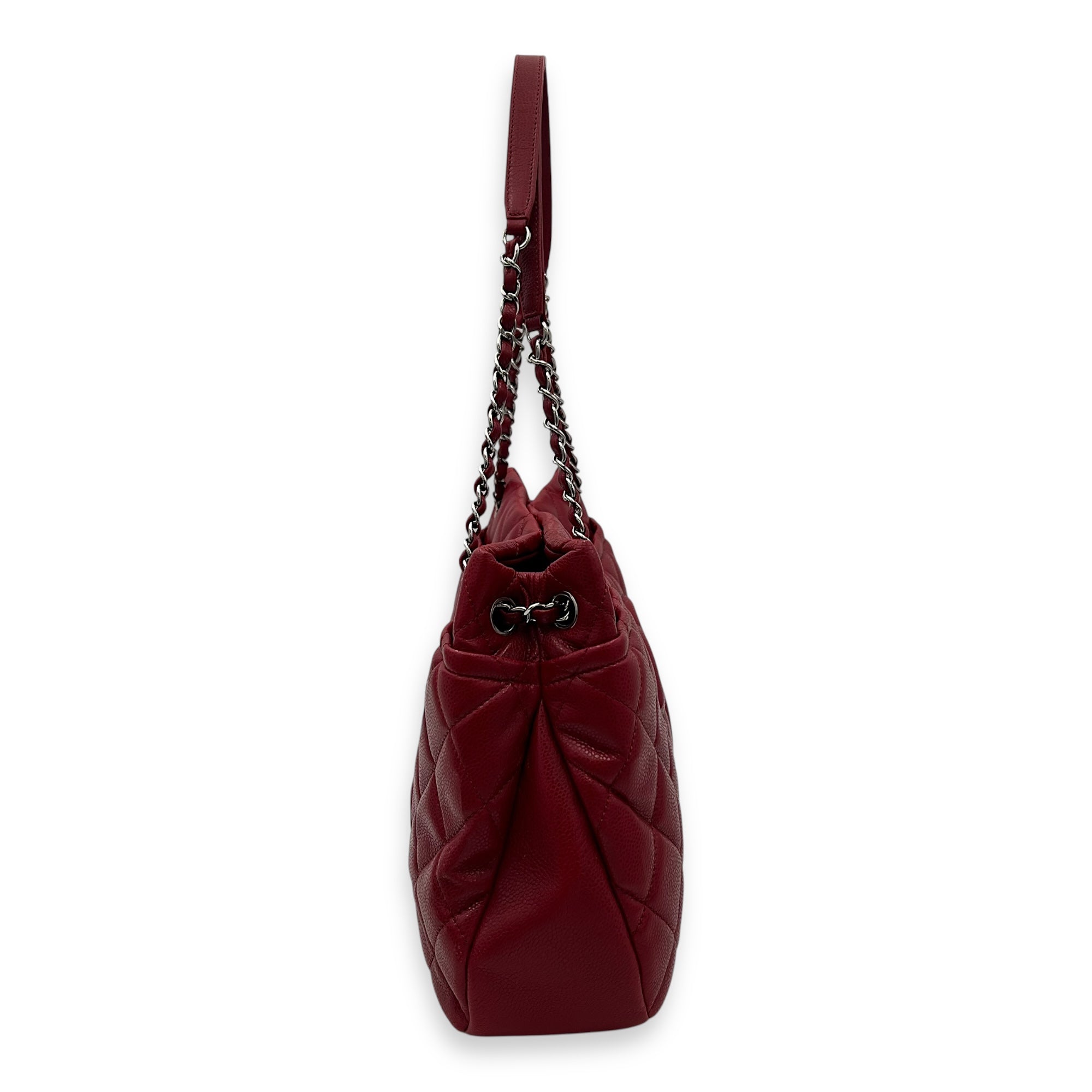 CC Shoulder Bag Red in Caviar Leather, Silver hardware - Image 4