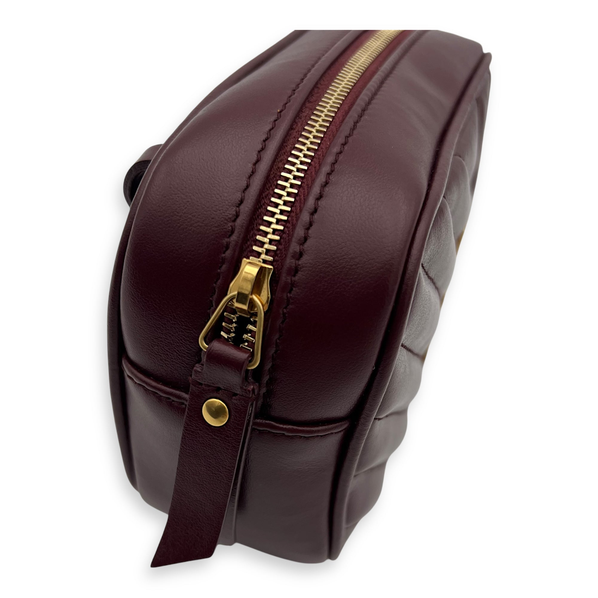 Camera Red Belt Bag in Calfskin, Gold hardware - Image 9