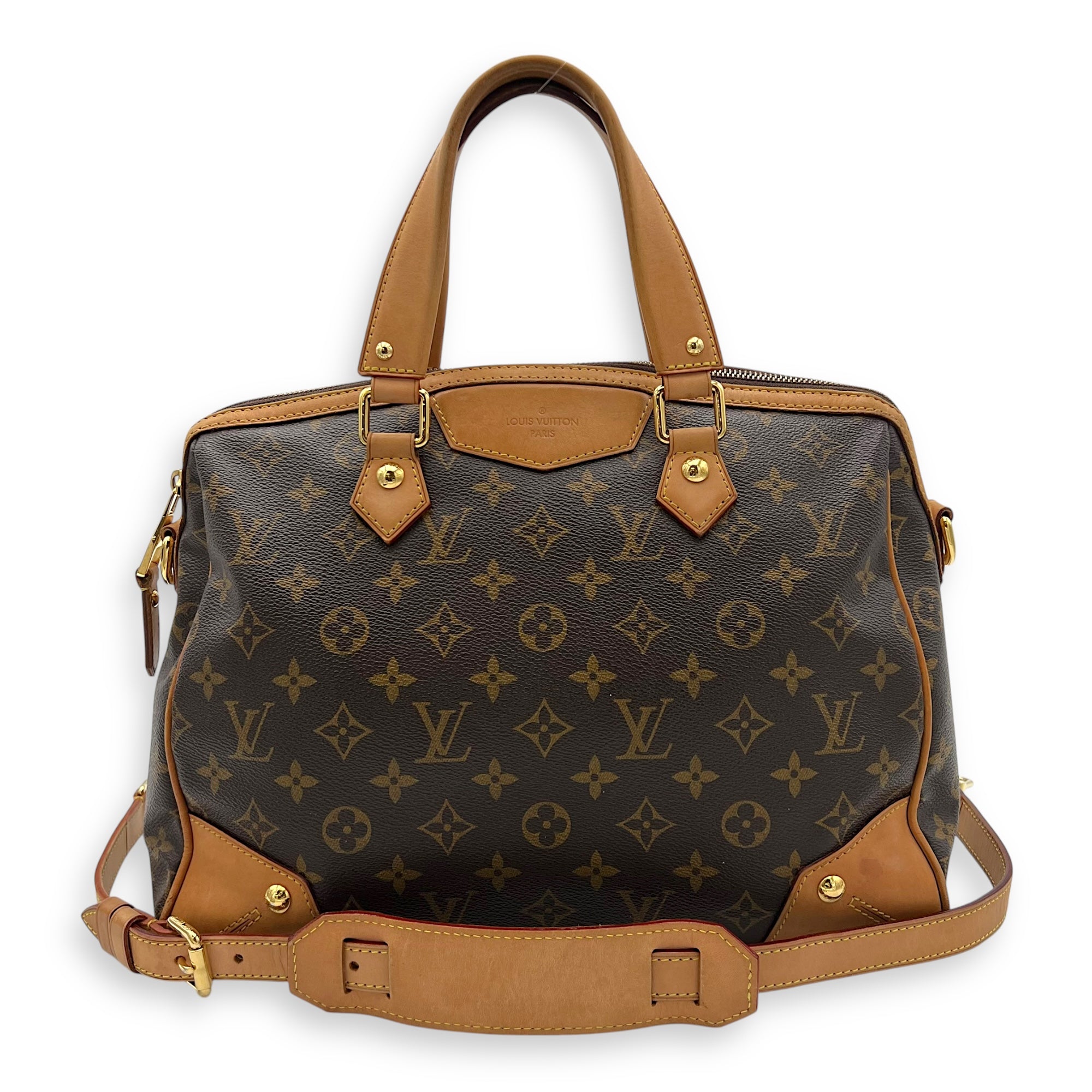 Estrella Top Handle Bag Brown in Monogram Coated Canvas, Gold hardware - Image 14