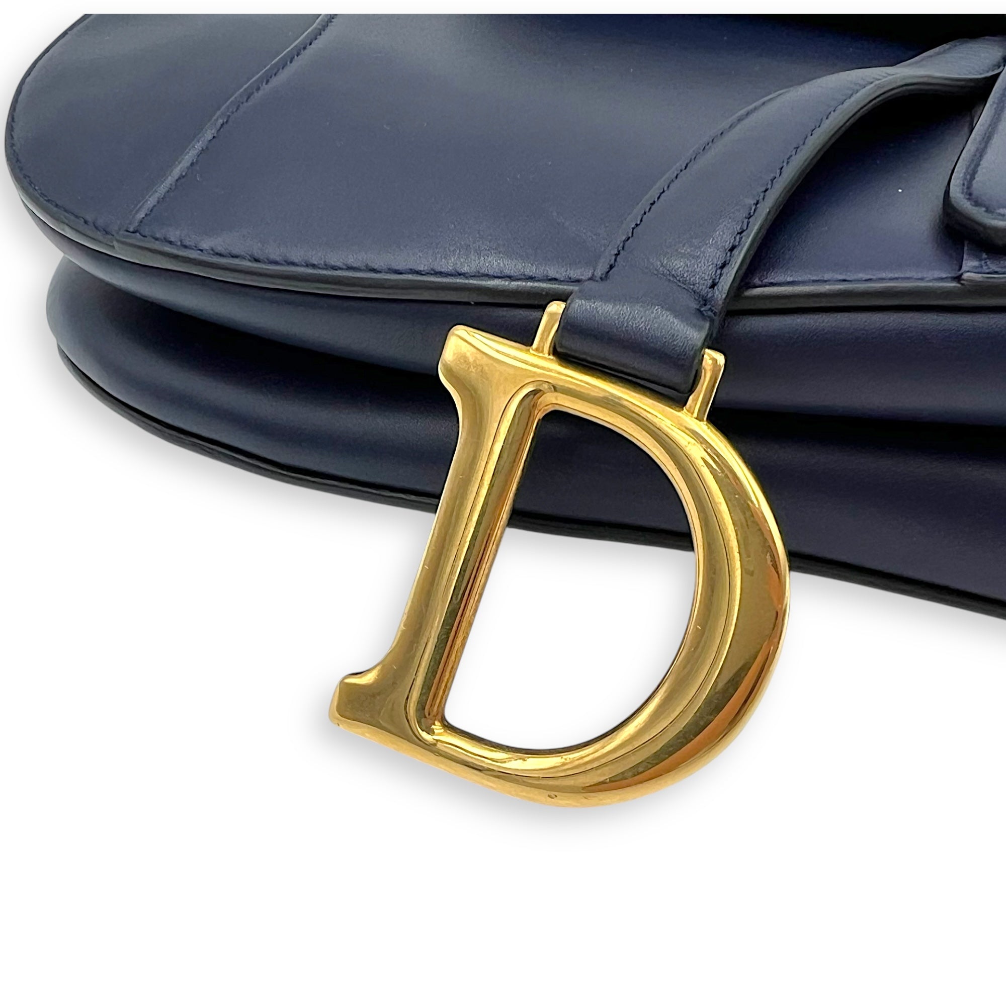 Saddle Shoulder Bag Blue in Calfskin, Gold hardware - Image 13