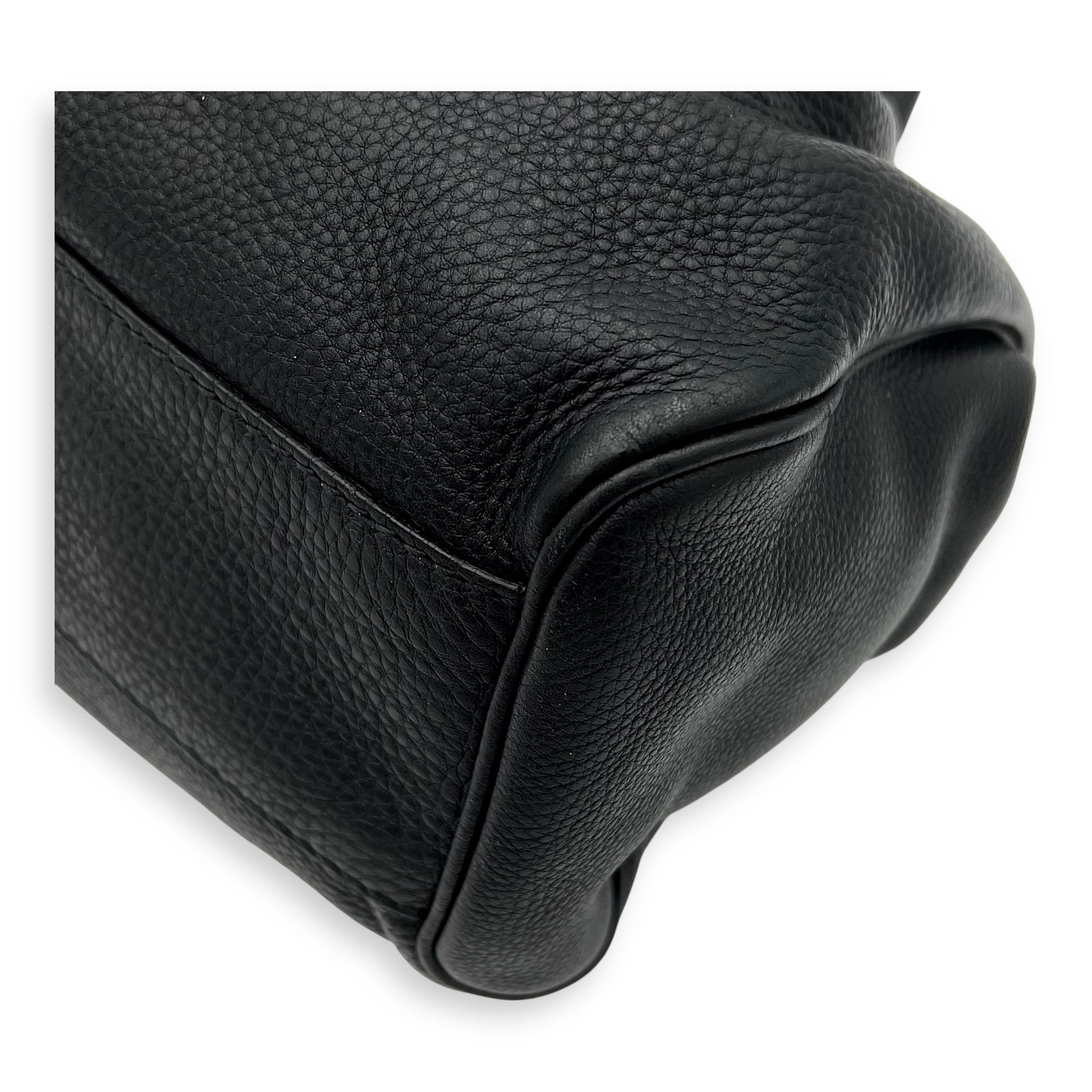 Sukey Black Top Handle Bag in Calfskin, Light Gold hardware - Image 12