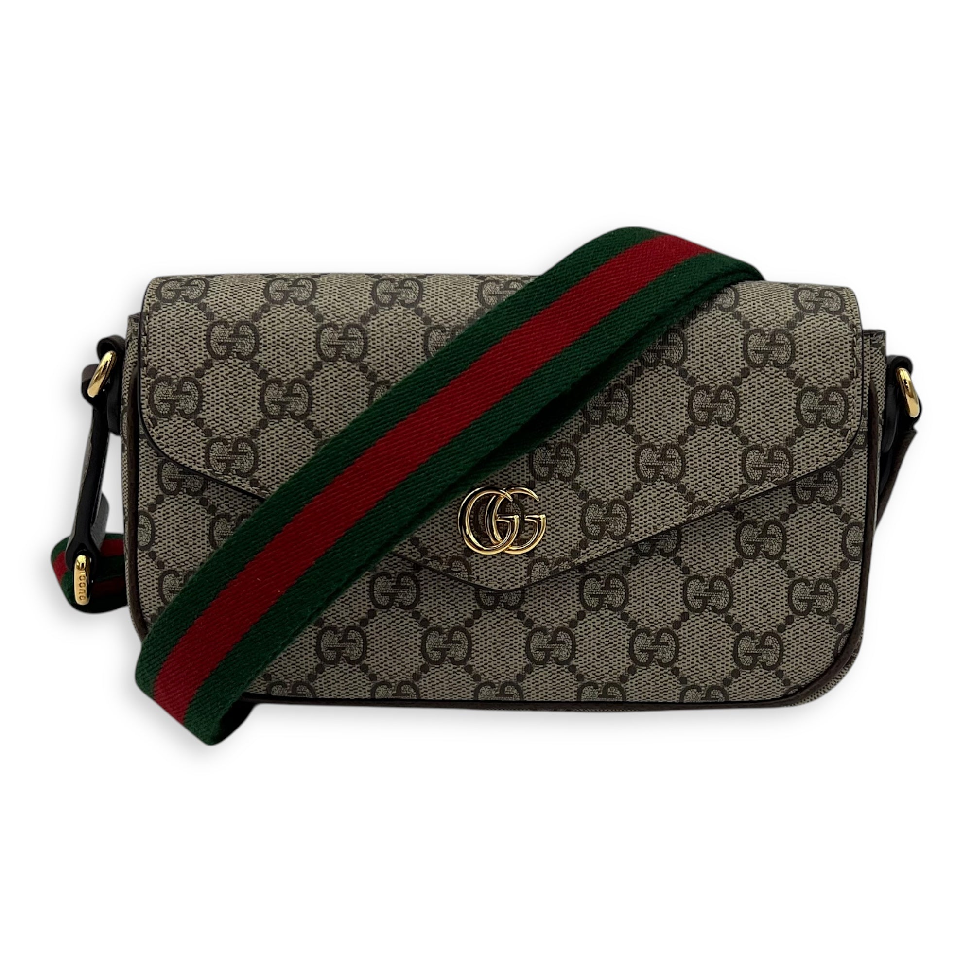 Ophidia Brown Crossbody Bag in Monogram Coated Canvas, Gold hardware - Image 10