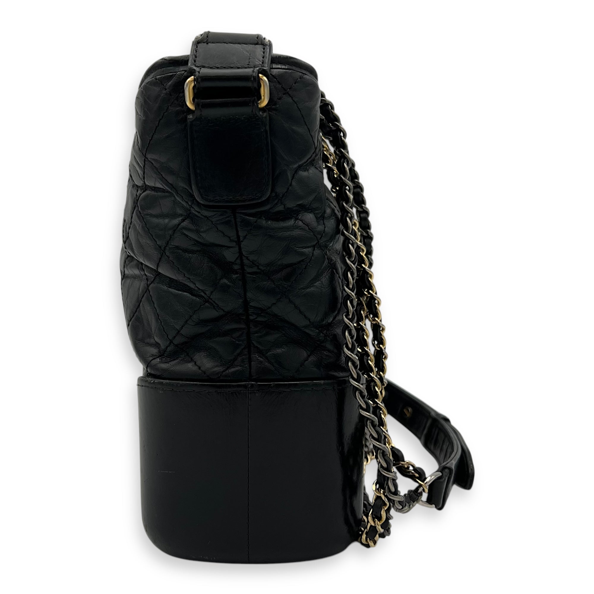 Gabrielle Medium Black Shoulder Bag in Calfskin, Mixed hardware - Image 4