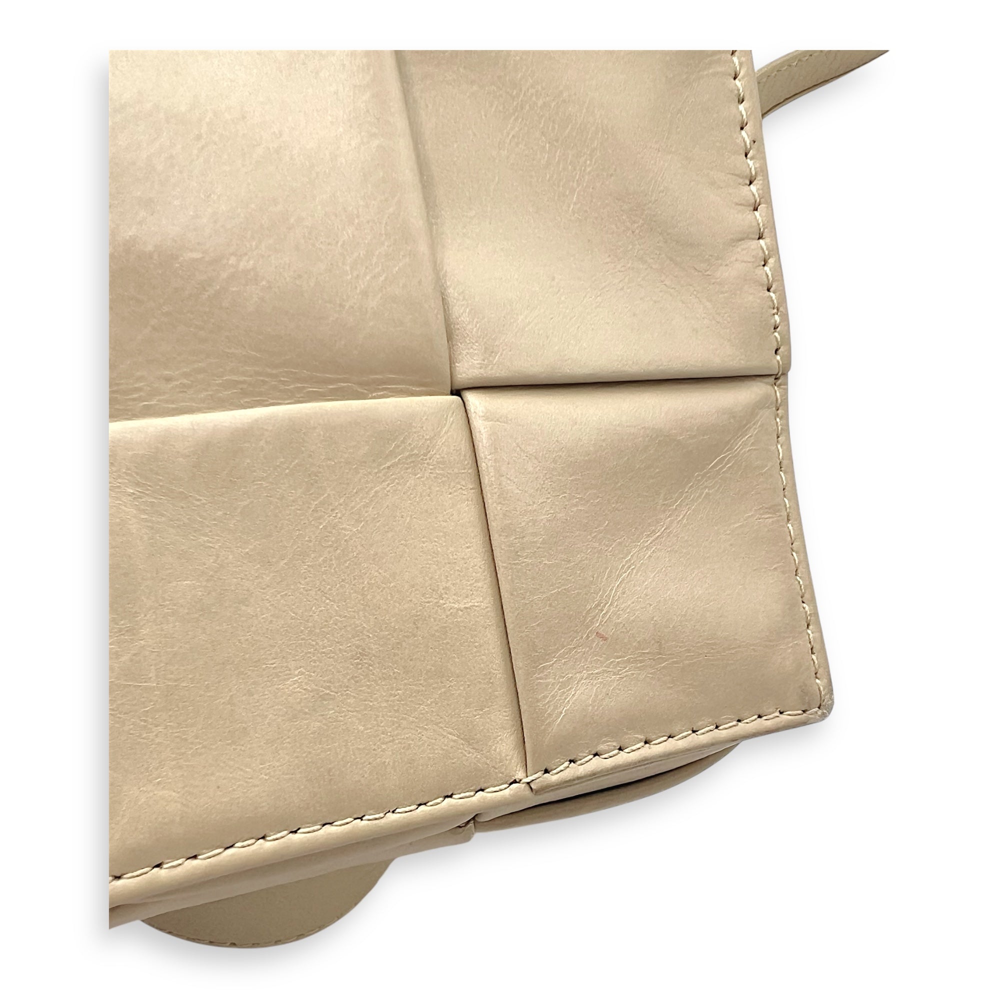 Cassette Crossbody Bag Beige in Calfskin, Silver hardware - Image 18