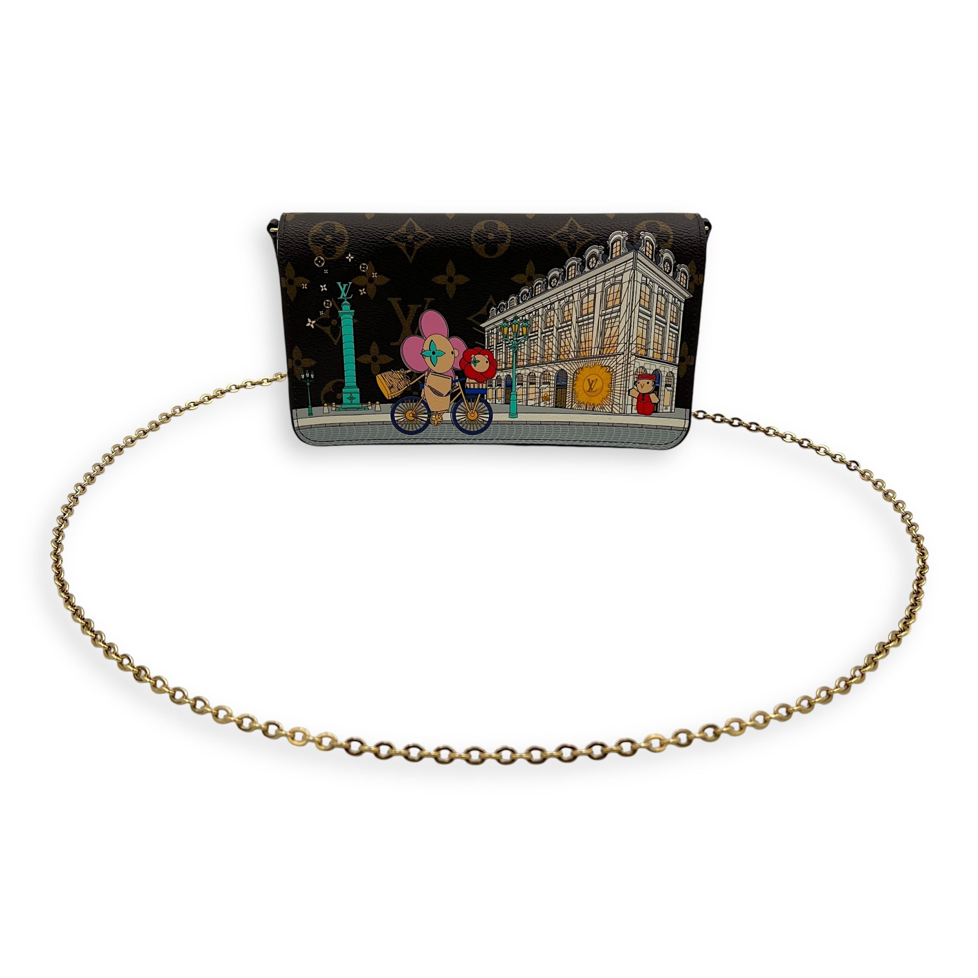 Vivienne Christmas Felicie Brown Wallet On Chain in Monogram Coated Canvas, Gold hardware - Image 11