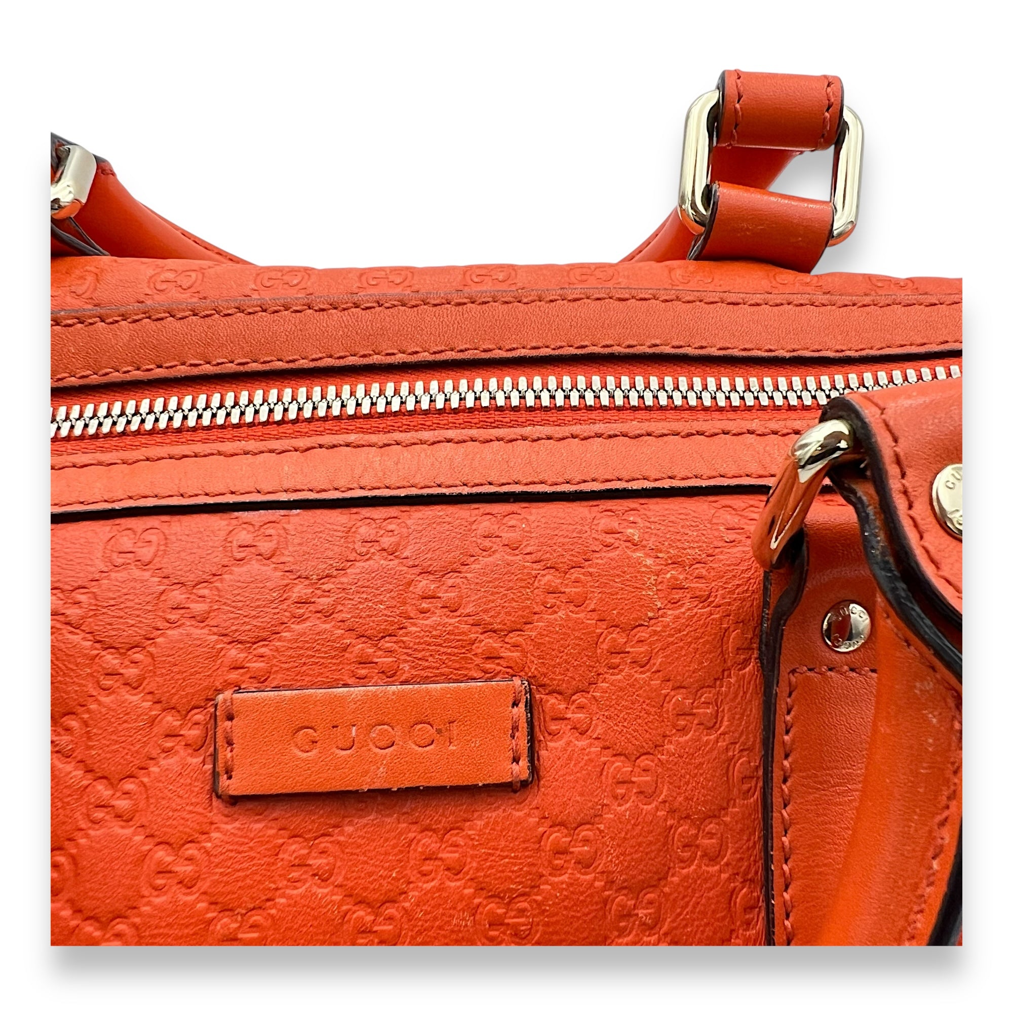 Boston Top Handle Bag Orange in Guccissima Leather, Gold hardware - Image 12
