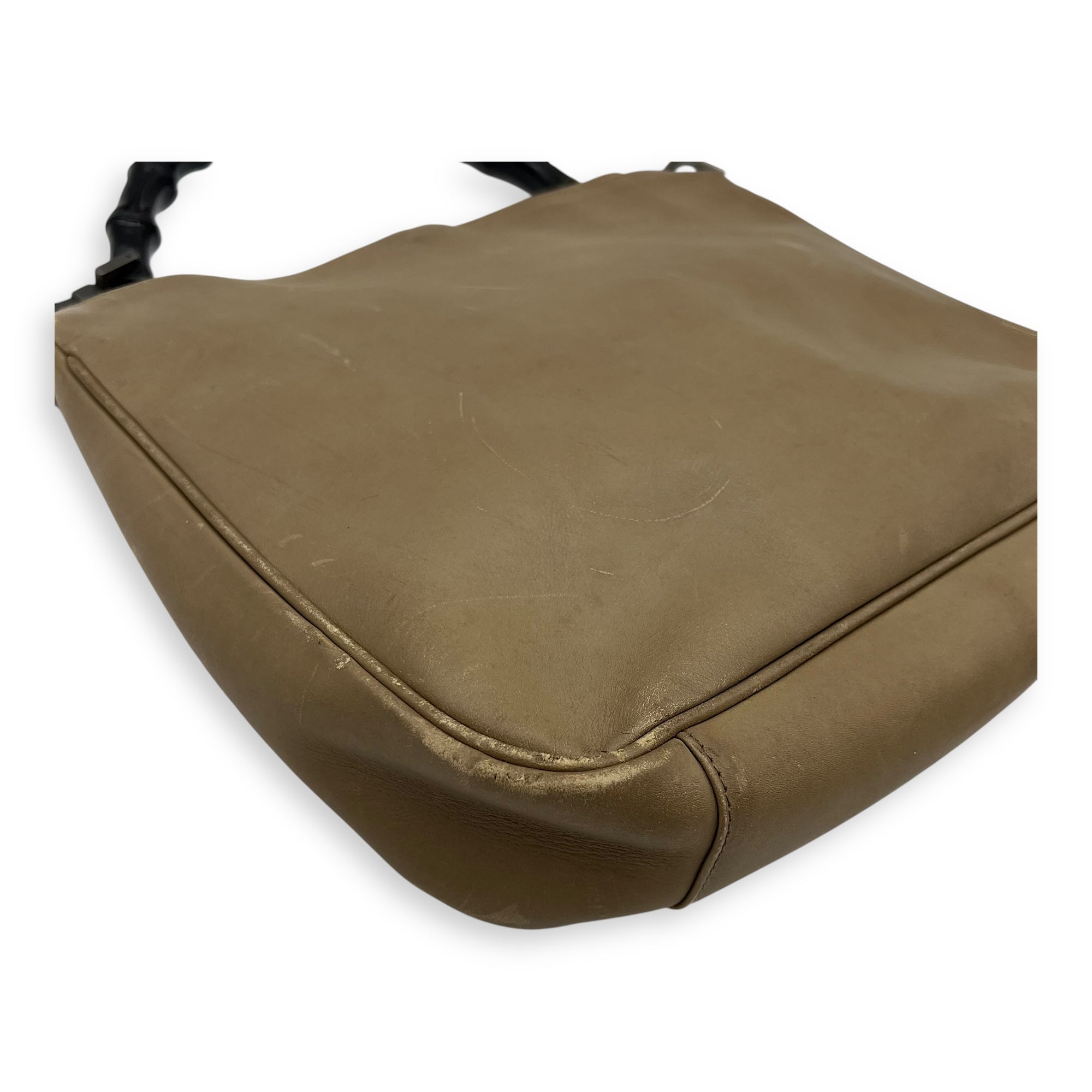 Bamboo Top Handle Bag Beige in Calfskin, Silver hardware - Image 9