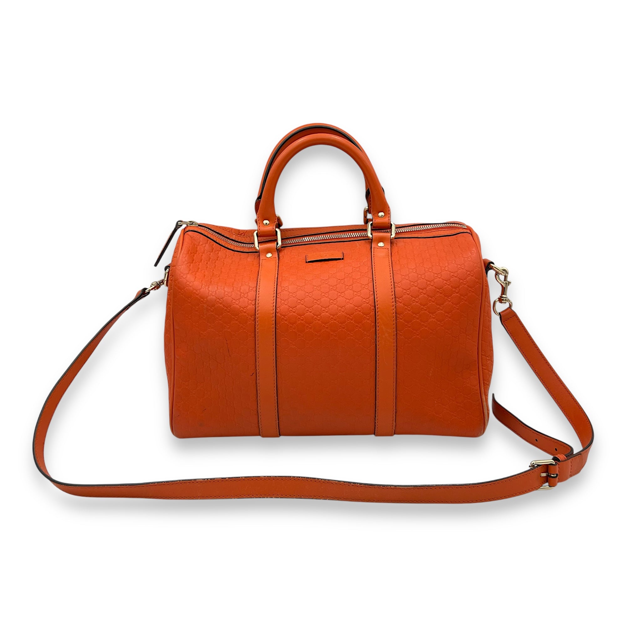 Boston Top Handle Bag Orange in Guccissima Leather, Gold hardware - Image 13