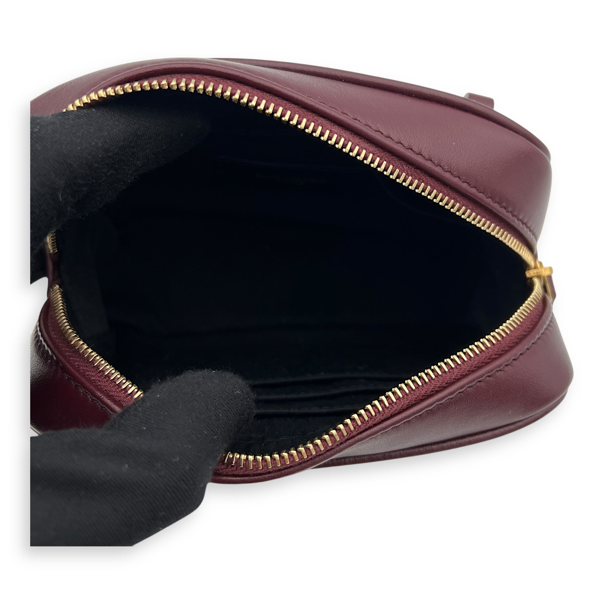 Camera Red Belt Bag in Calfskin, Gold hardware - Image 7