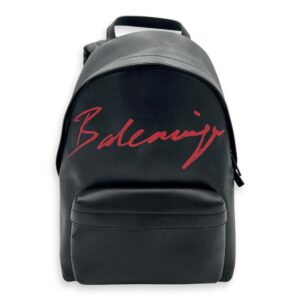 Logo Backpack Black in Calfskin, Silver hardware