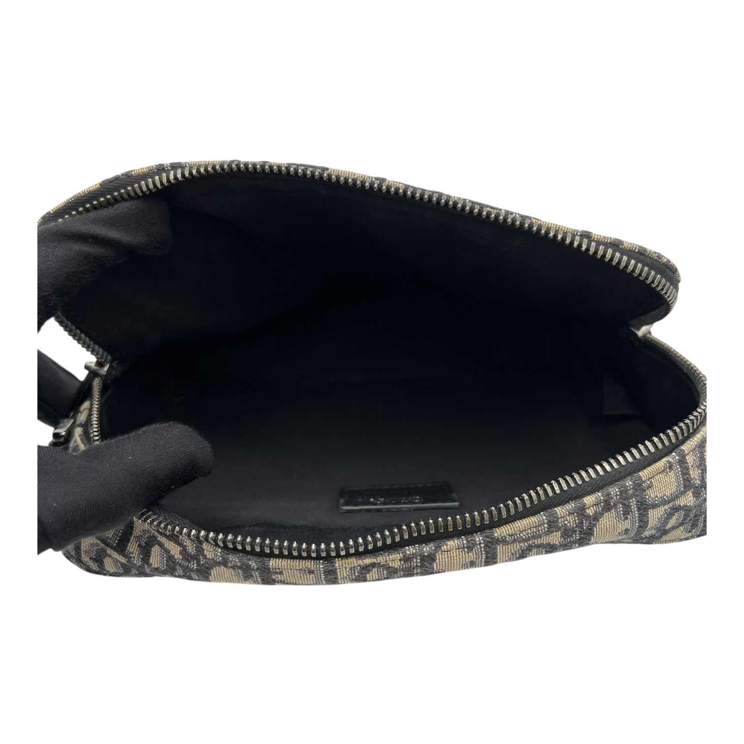 Safari Crossbody Bag Blue in Jacquard, Silver hardware - Image 7