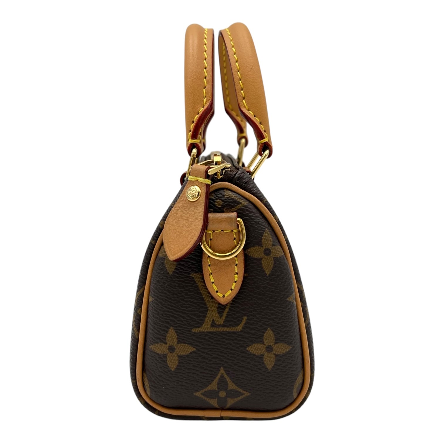 Speedy Crossbody Bag Nano Brown in Monogram Coated Canvas, Gold hardware - Image 4