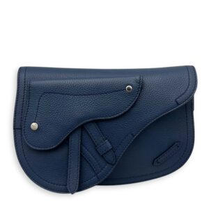 Saddle Crossbody Bag Blue in Calfskin, Silver hardware