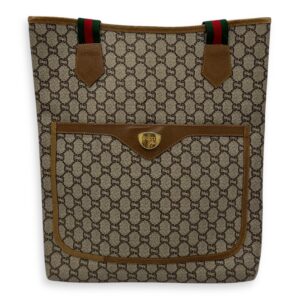 GG Tote Bag Grey in Coated Canvas, Gold hardware