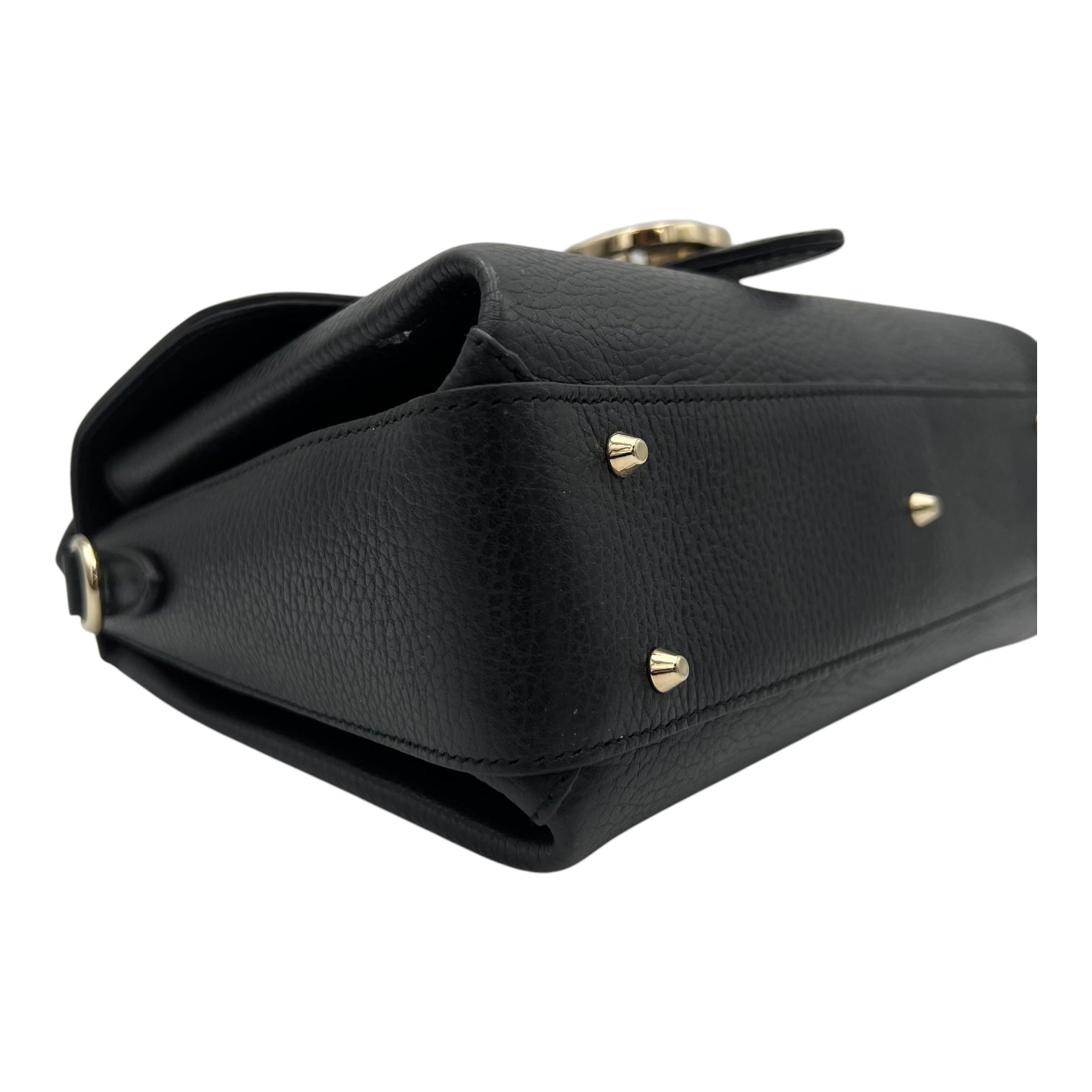 Interlocking G Top Handle Bag Black in Calfskin, Gold hardware - Image 10