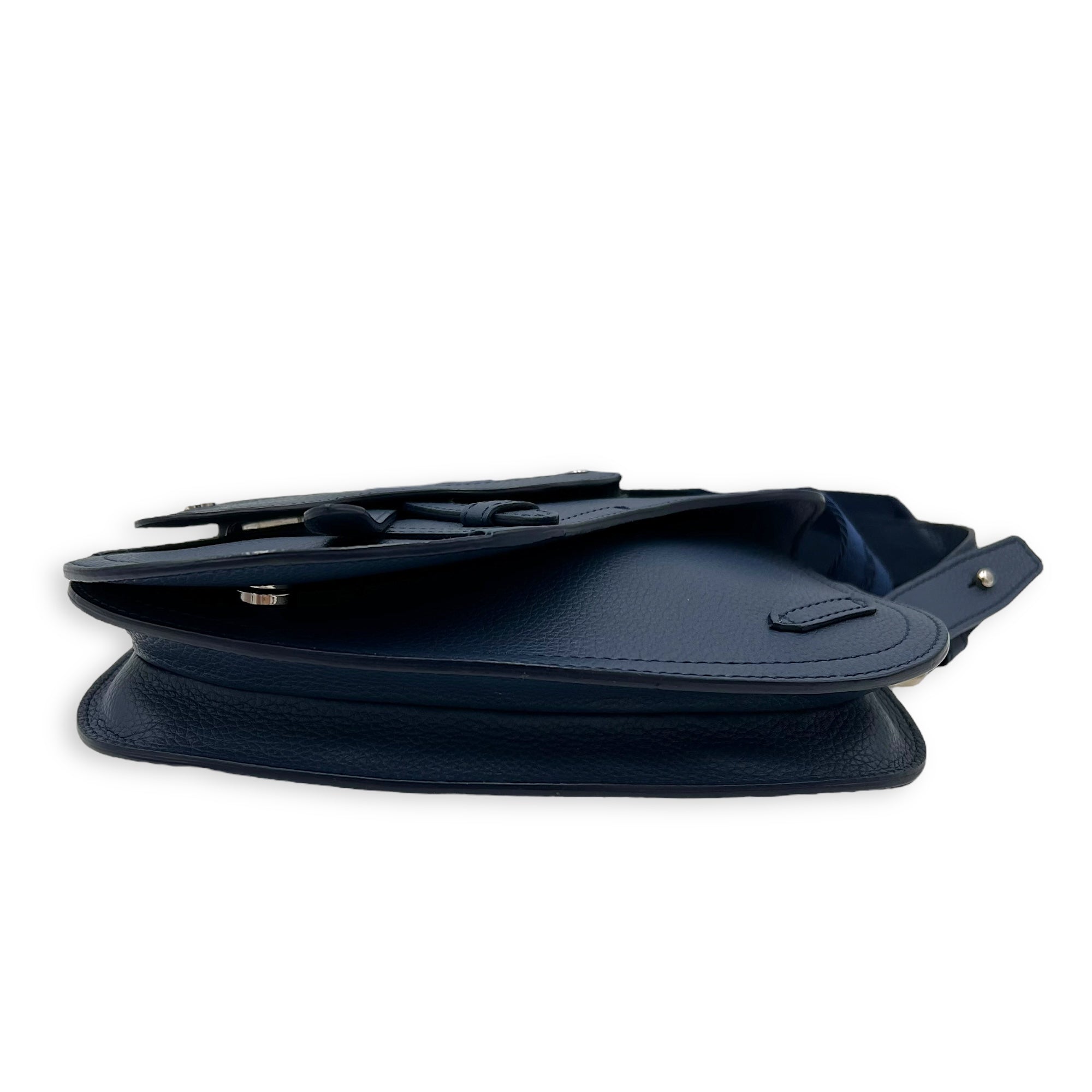 Saddle Crossbody Bag Blue in Calfskin, Silver hardware - Image 7