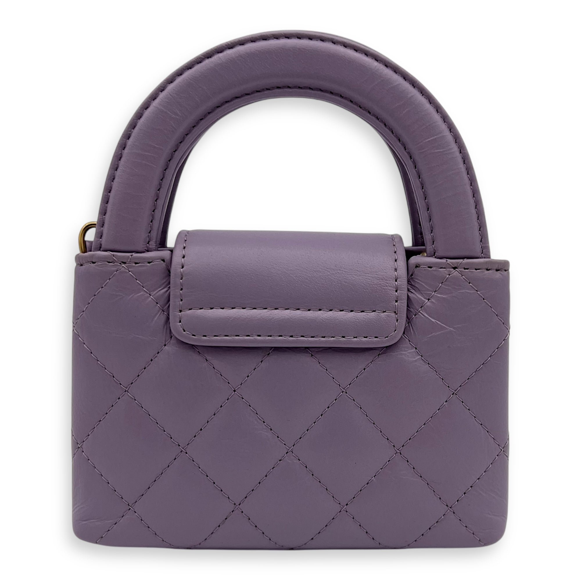 Kelly Nano Purple Top Handle Bag in Calfskin, Gold hardware - Image 3